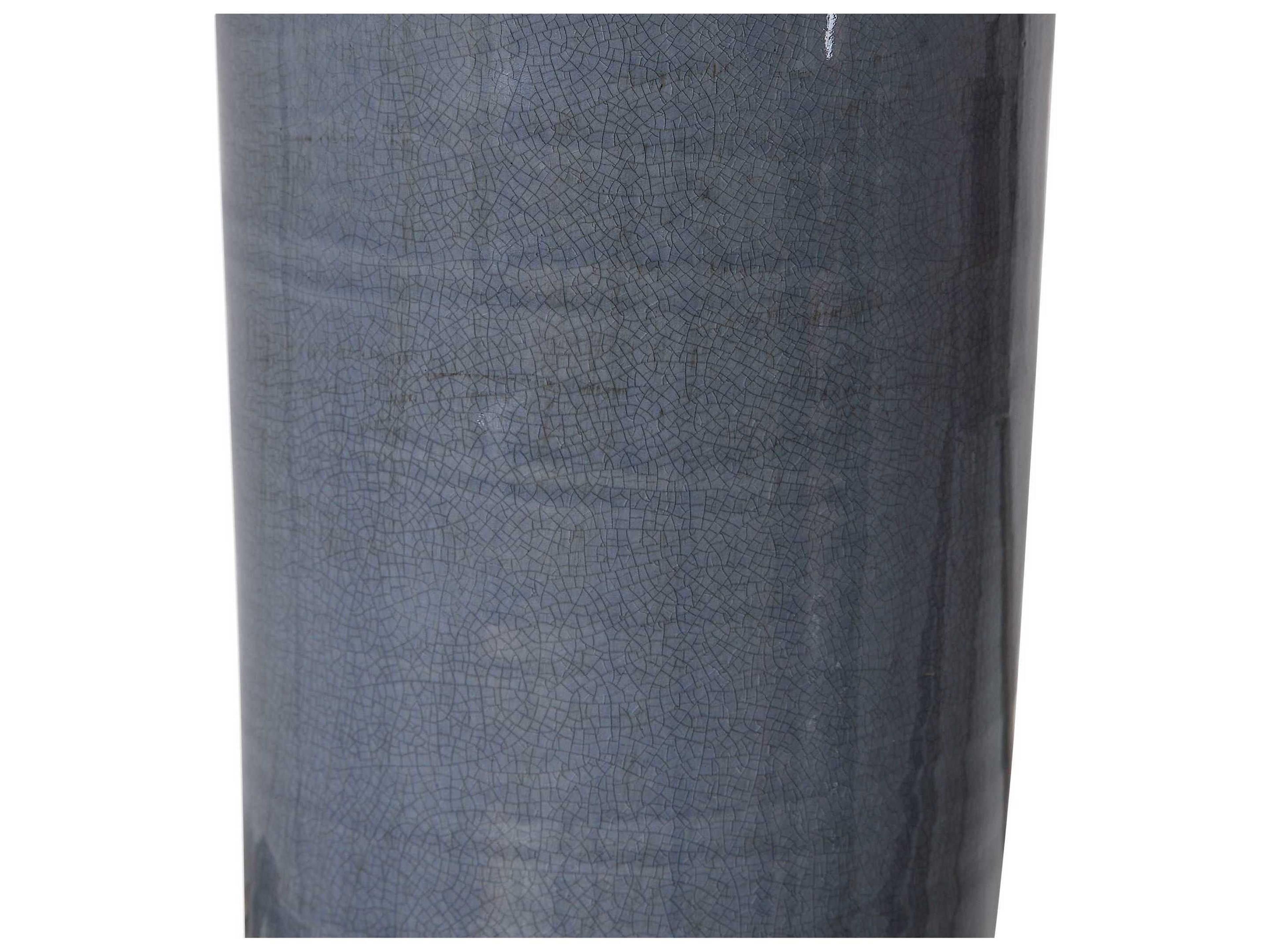 Uttermost Vicente Slate Blue Glaze Round Hardback Drum Bronze Buffet Lamp