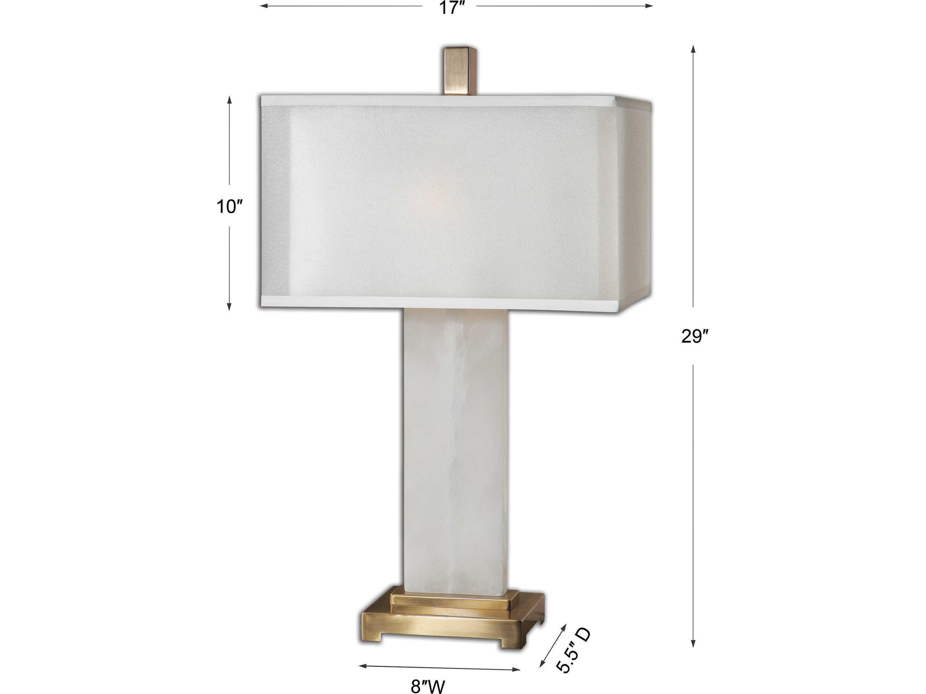Uttermost Athanas White Alabaster Coffee Bronze Double Hardback Rectangle Box Table Lamp