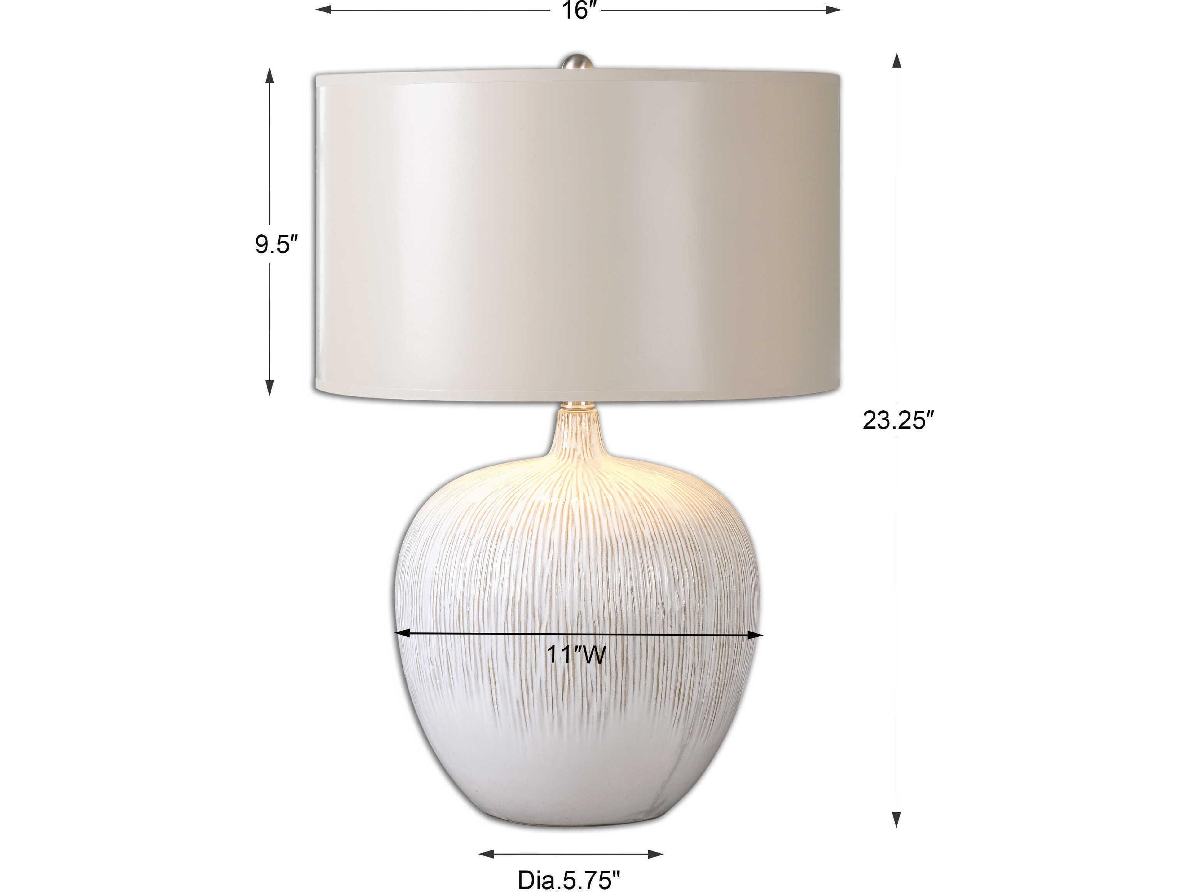 Uttermost Georgios Distressed Aged Ivory Round Drum Paper Hardback Hand Painted Bronze Table Lamp