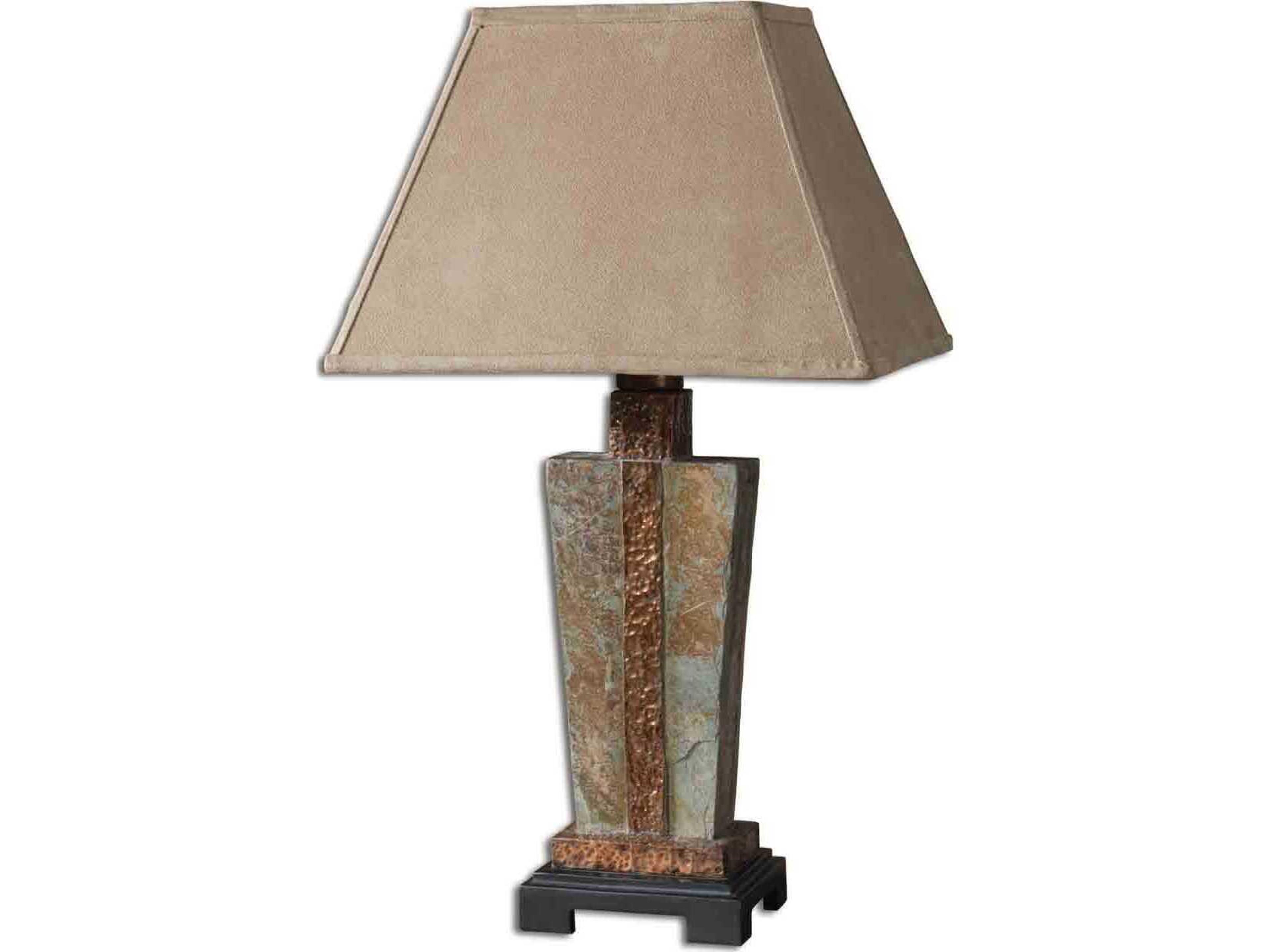 Uttermost Slate Accent Hammered Copper Rectangle Bell Shade Buffet Lamp