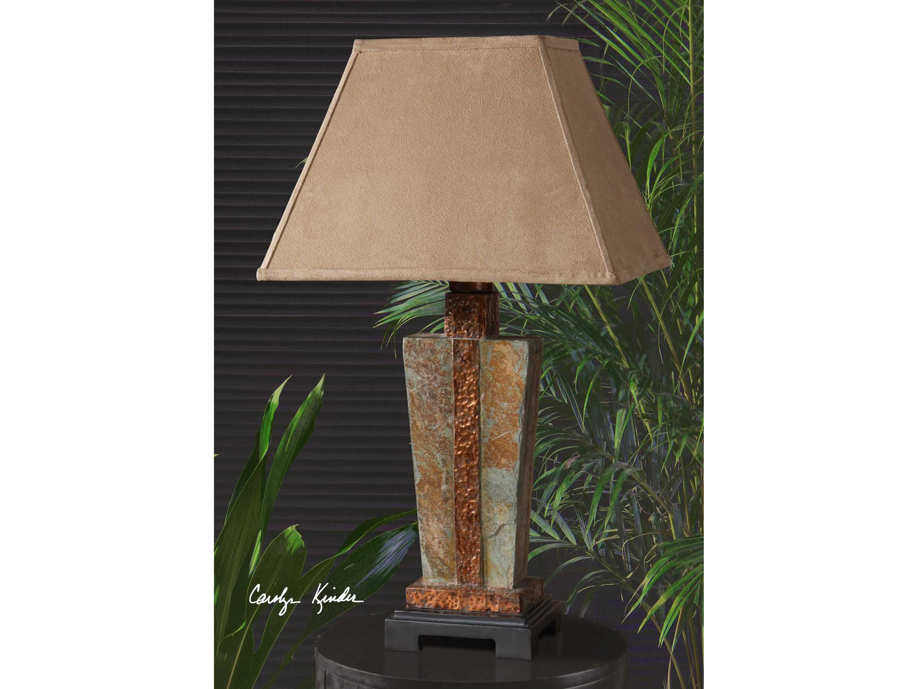 Uttermost Slate Accent Hammered Copper Rectangle Bell Shade Buffet Lamp