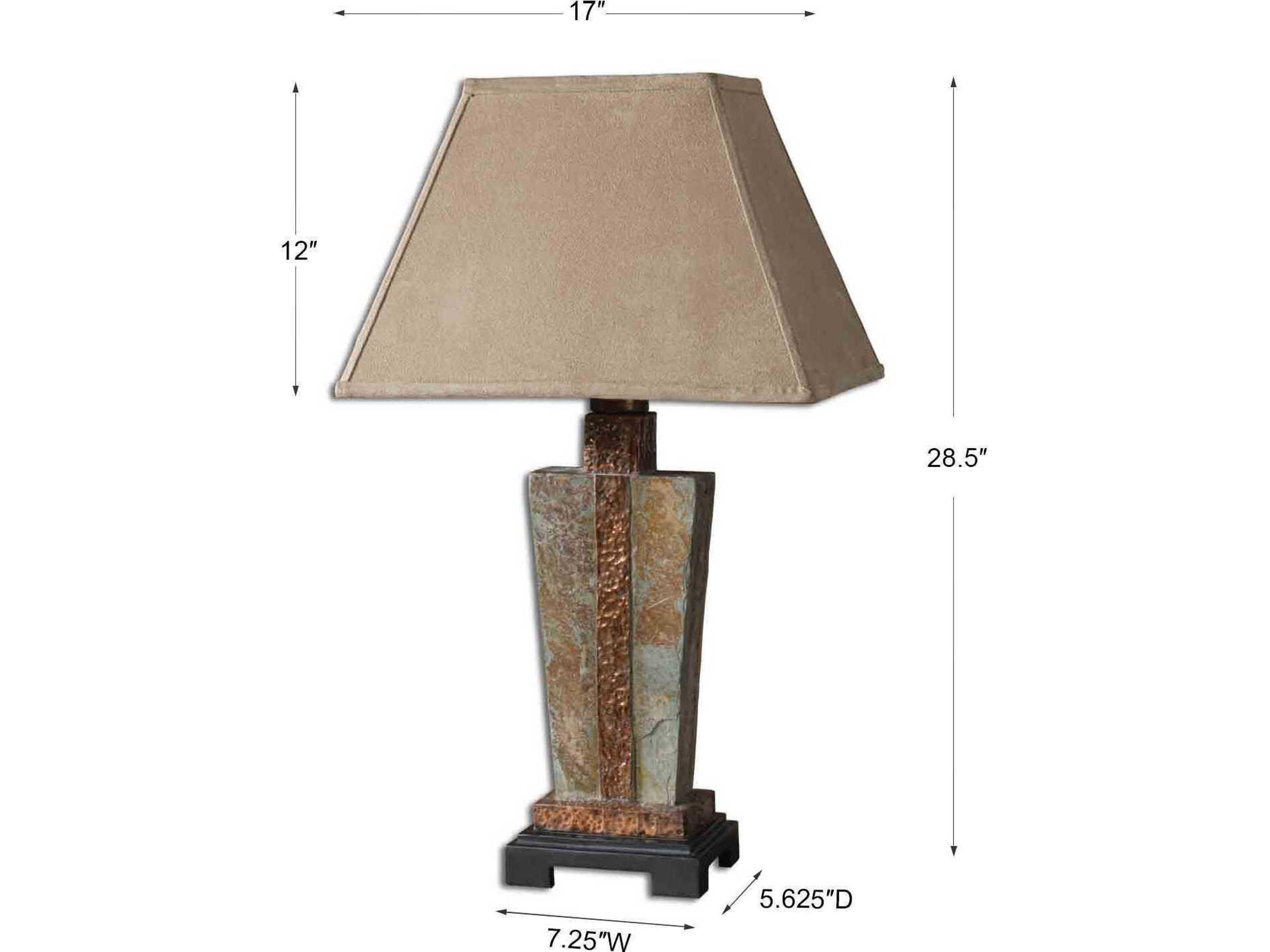 Uttermost Slate Accent Hammered Copper Rectangle Bell Shade Buffet Lamp