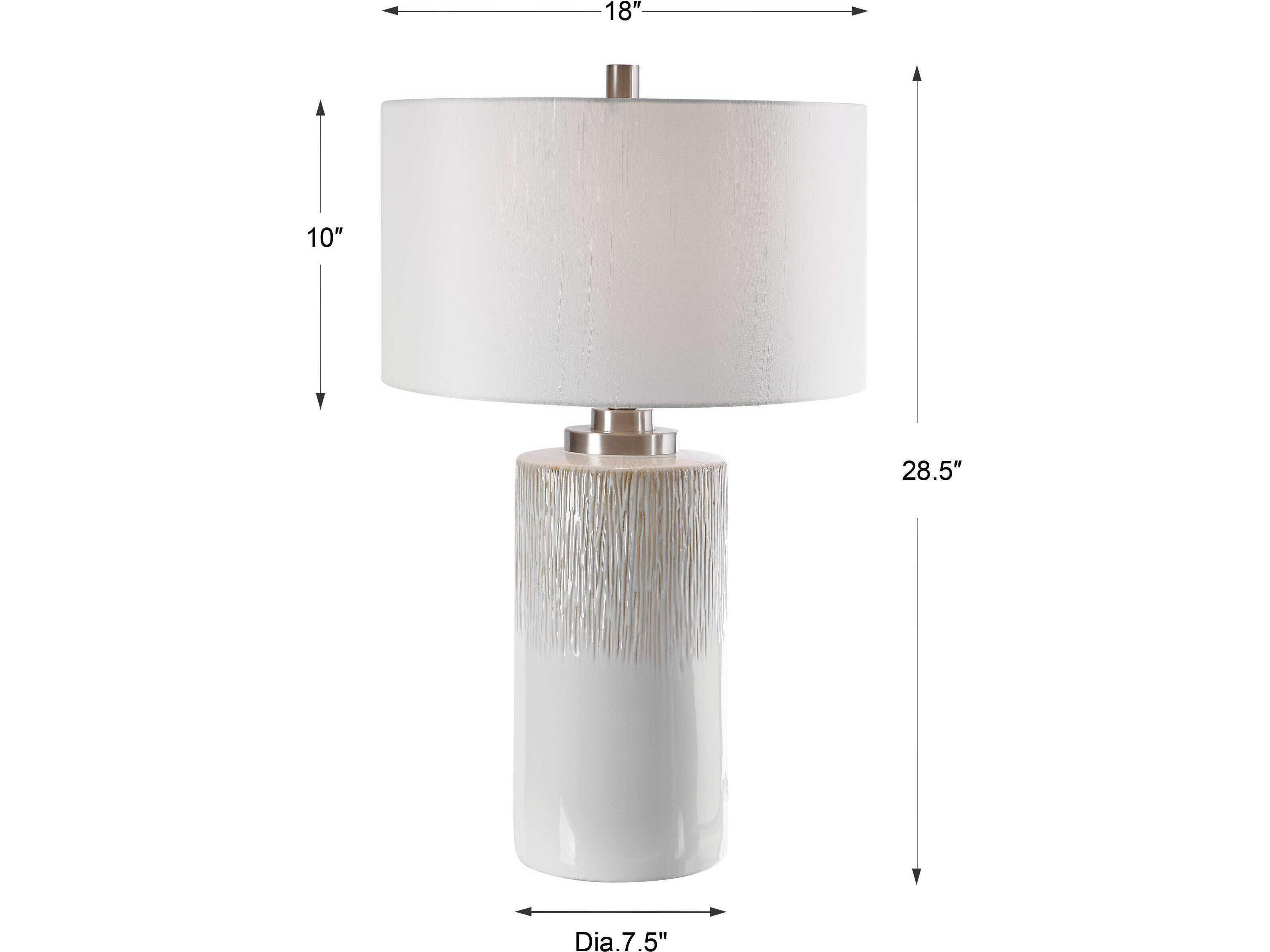 Uttermost Georgios Aged White Charcoal Beige Round Hardback Drum Gray Buffet Lamp