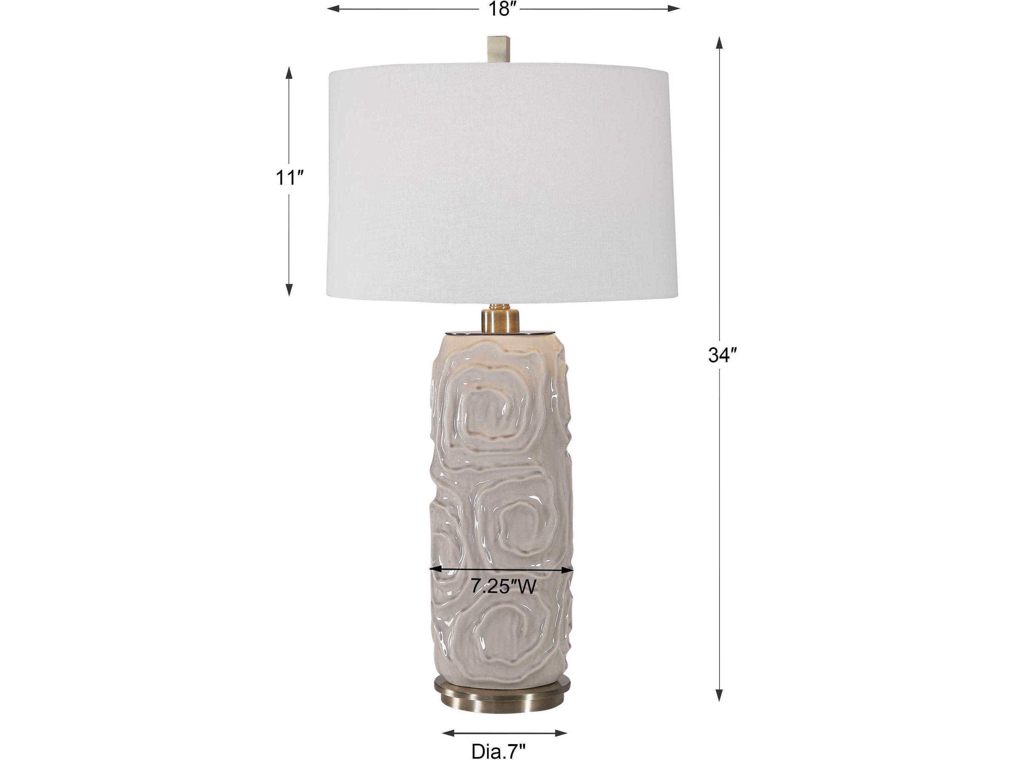 Uttermost Zade Light Warm Gray Round Hardback Shade Nickel Buffet Lamp