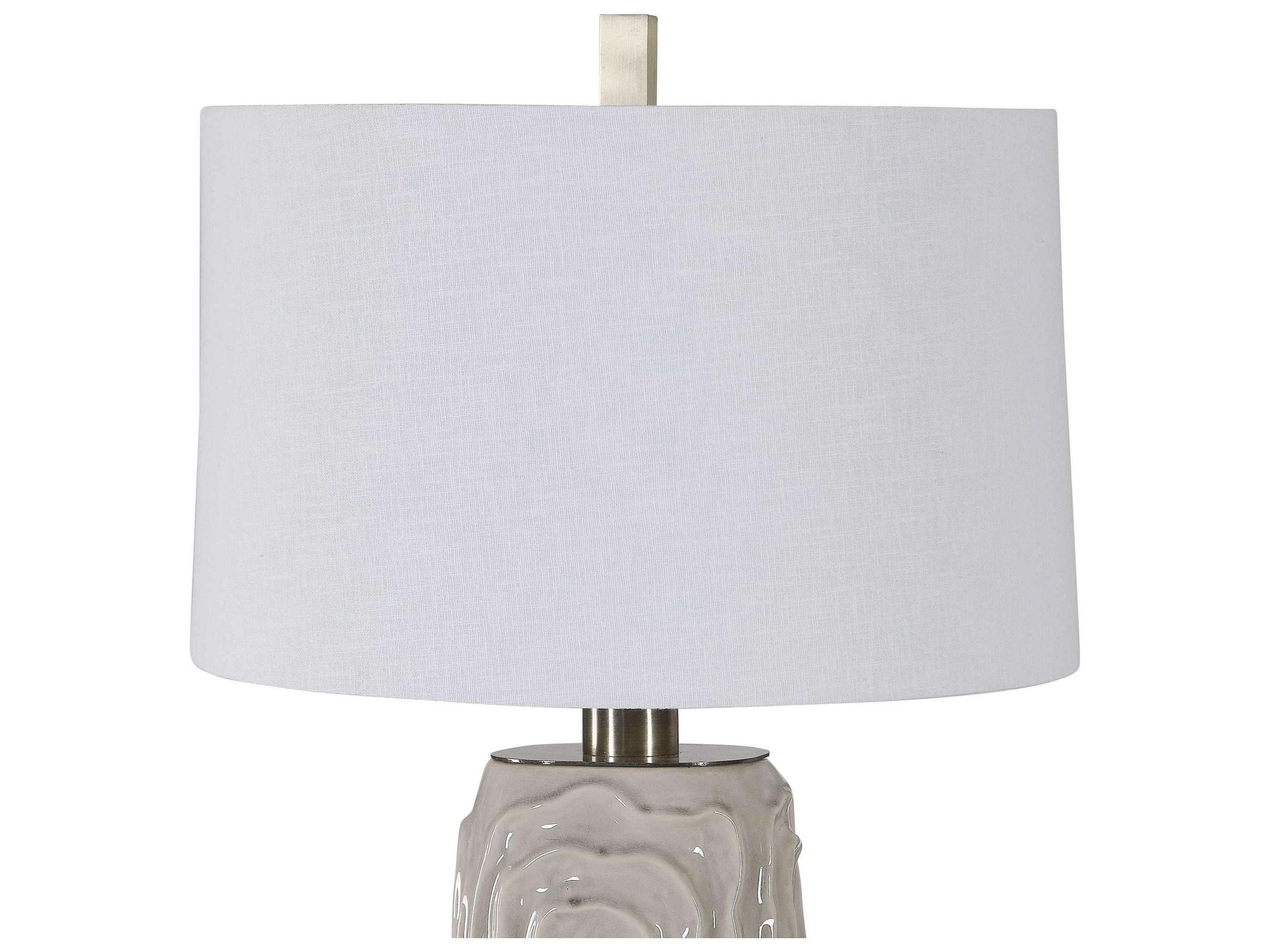 Uttermost Zade Light Warm Gray Round Hardback Shade Nickel Buffet Lamp