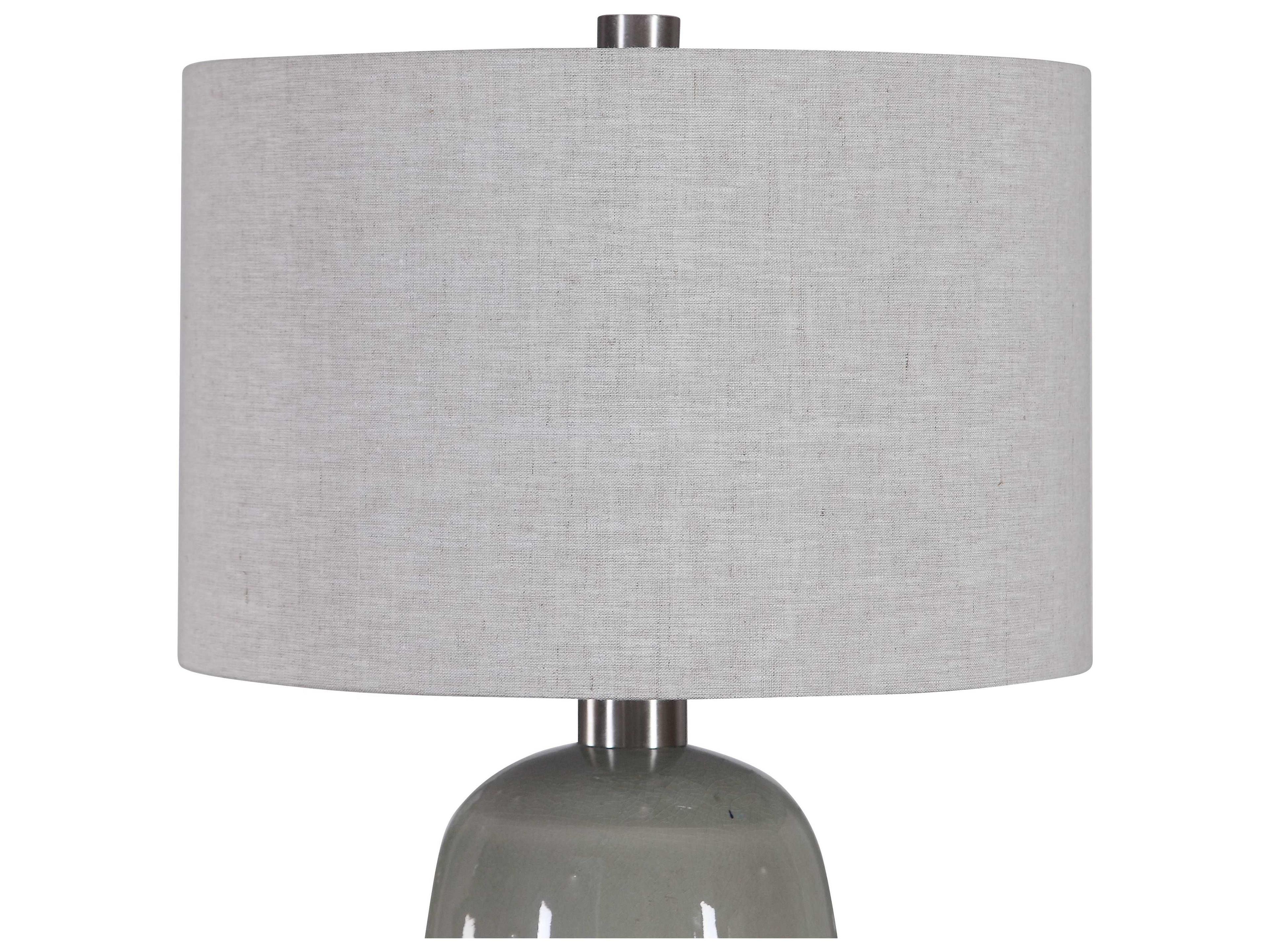 Uttermost Maggie Crystal Terracotta Rust Green Gray Round Drum Hardback Shade Brown Buffet Lamp