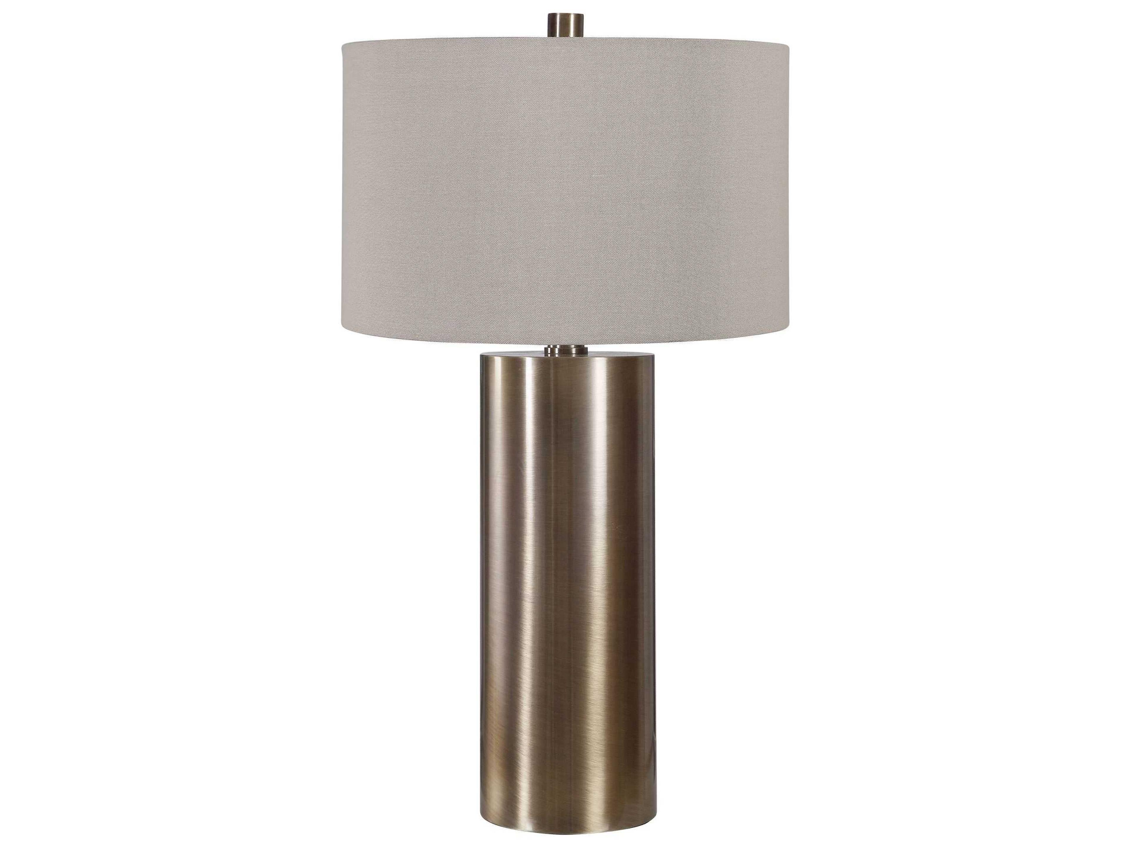 Uttermost Taria Antiqued Brushed Brass Round Drum Hardback Buffet Lamp