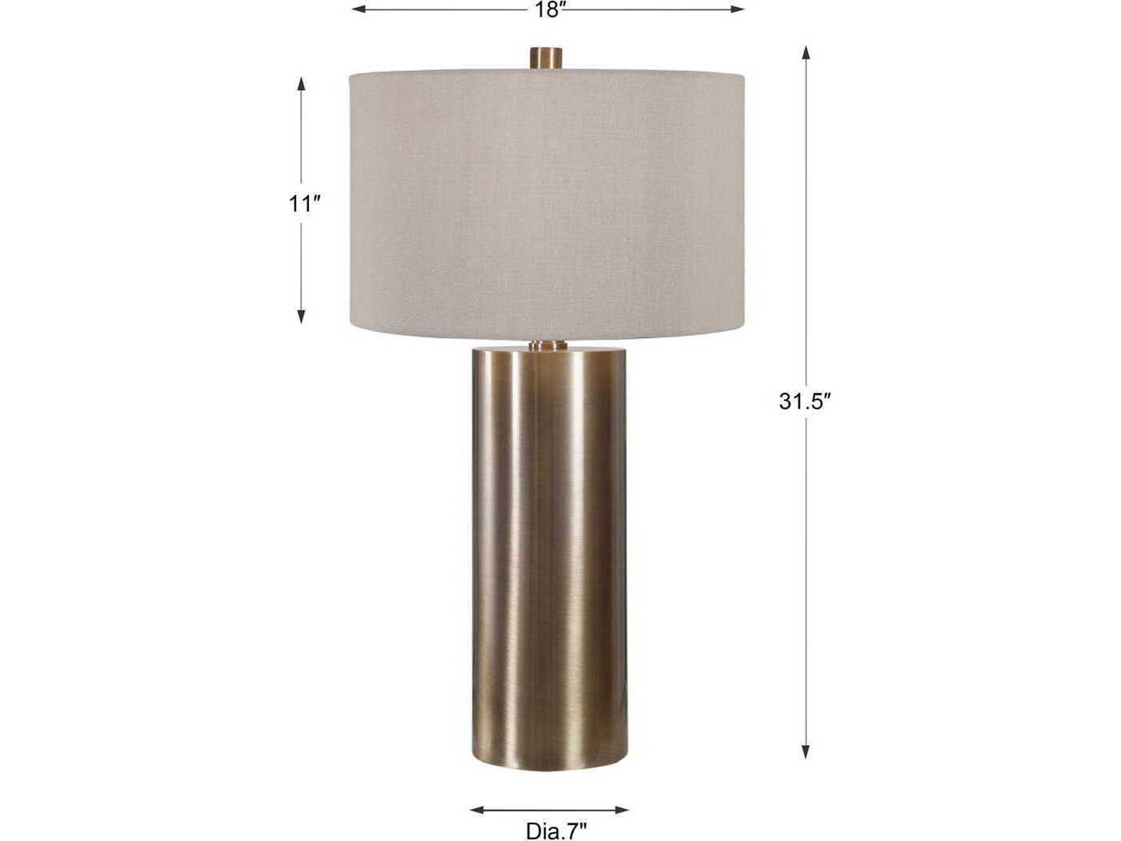 Uttermost Taria Antiqued Brushed Brass Round Drum Hardback Buffet Lamp