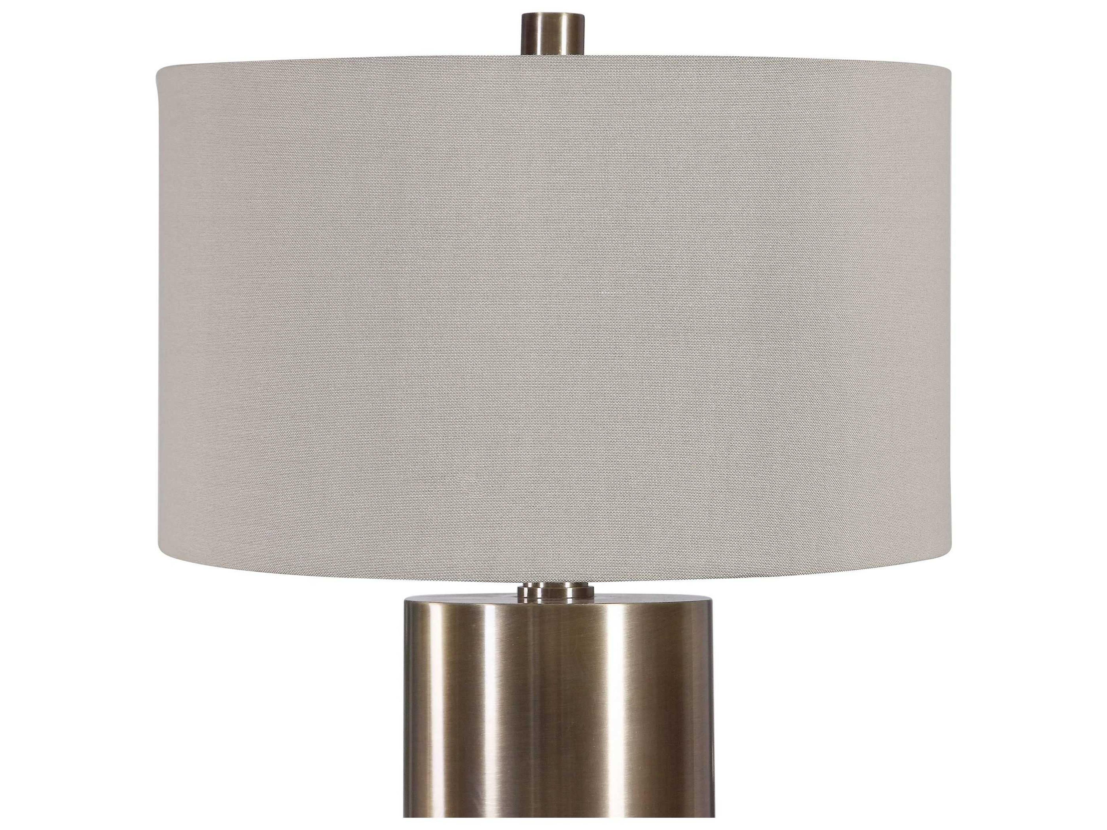 Uttermost Taria Antiqued Brushed Brass Round Drum Hardback Buffet Lamp