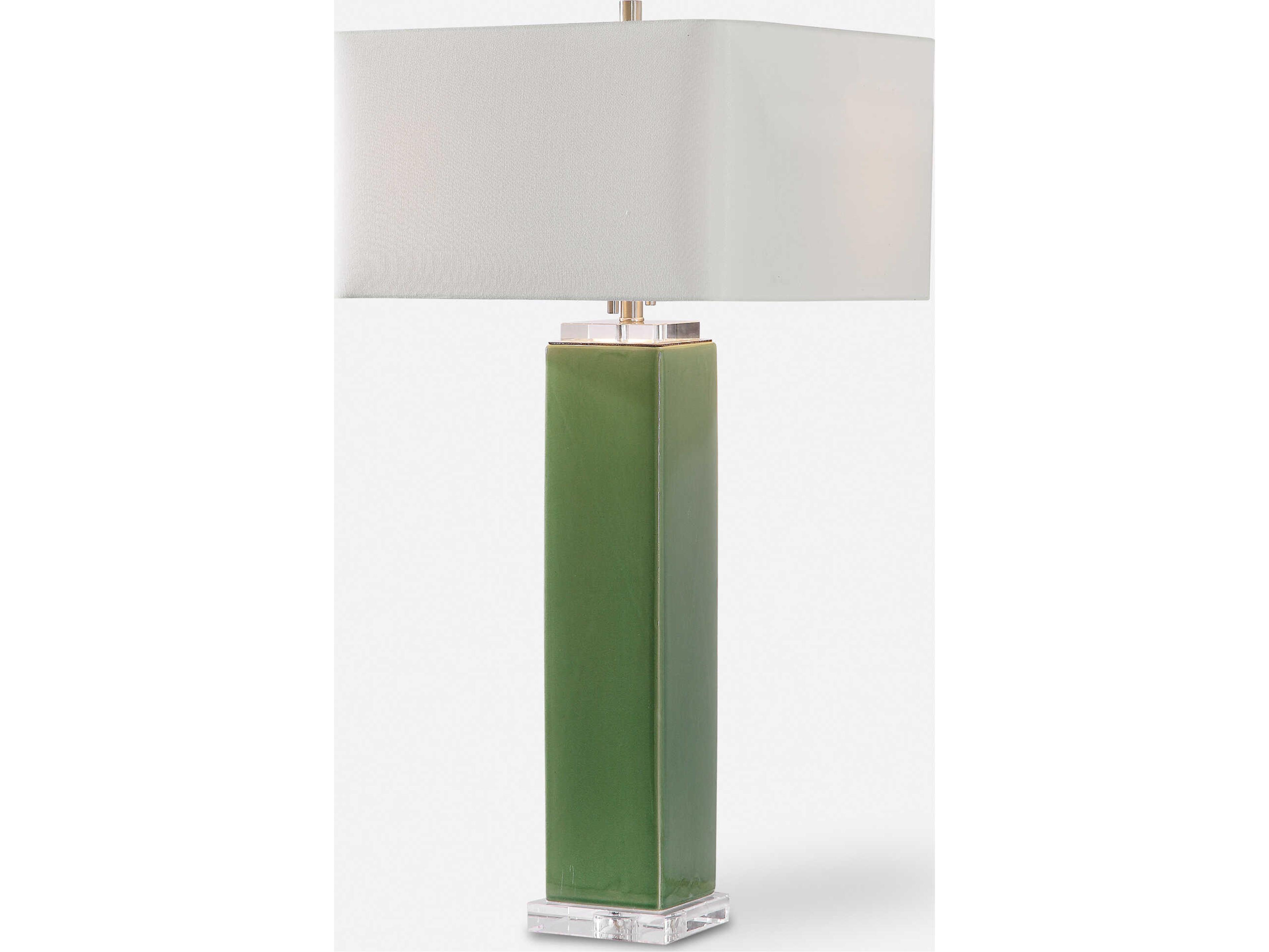 Aneeza Crystal Tropical Green Square Hardback Buffet Lamp