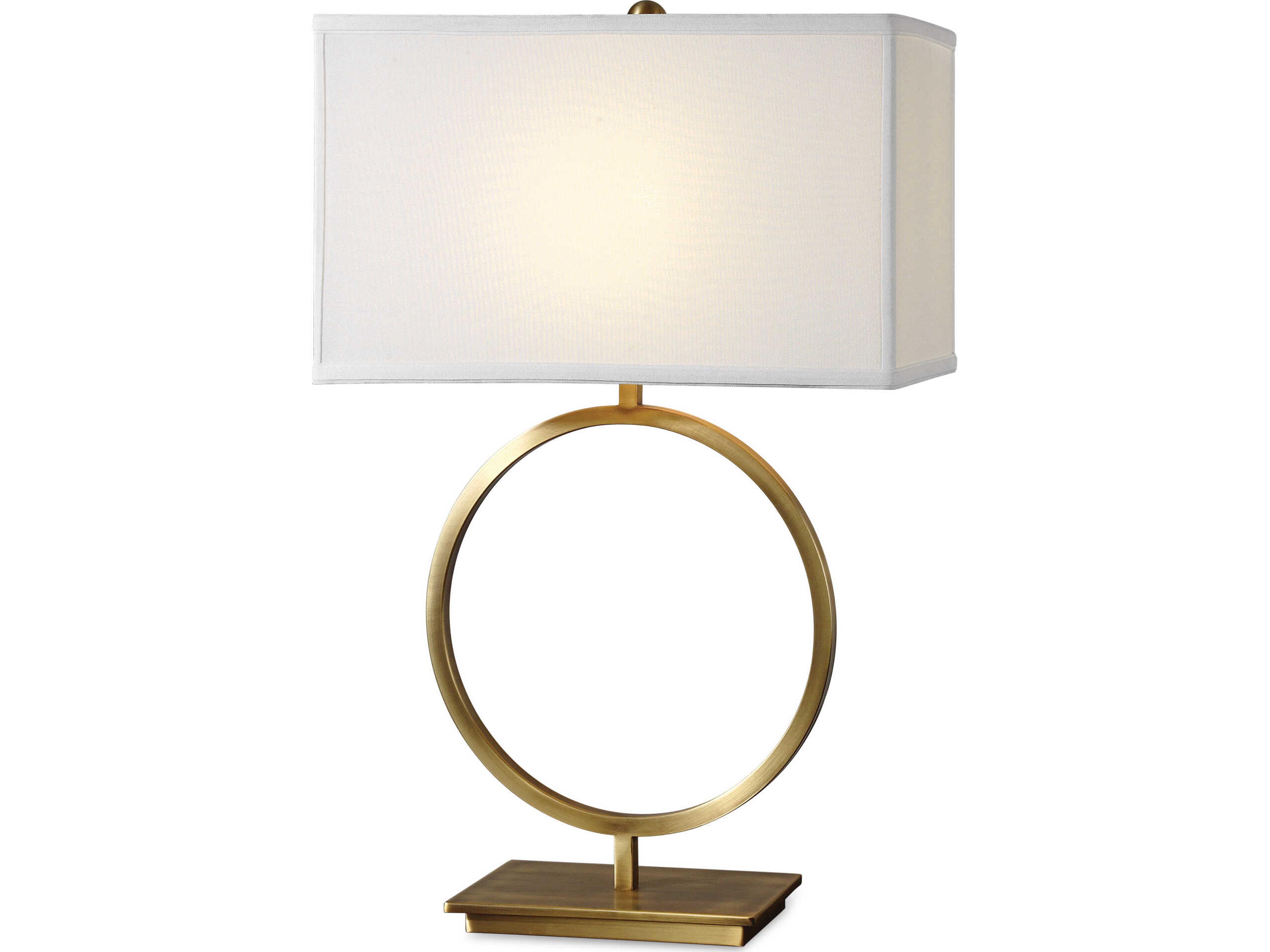 Uttermost Duara Circle Plated Brushed Brass Rectangle Box Table Lamp