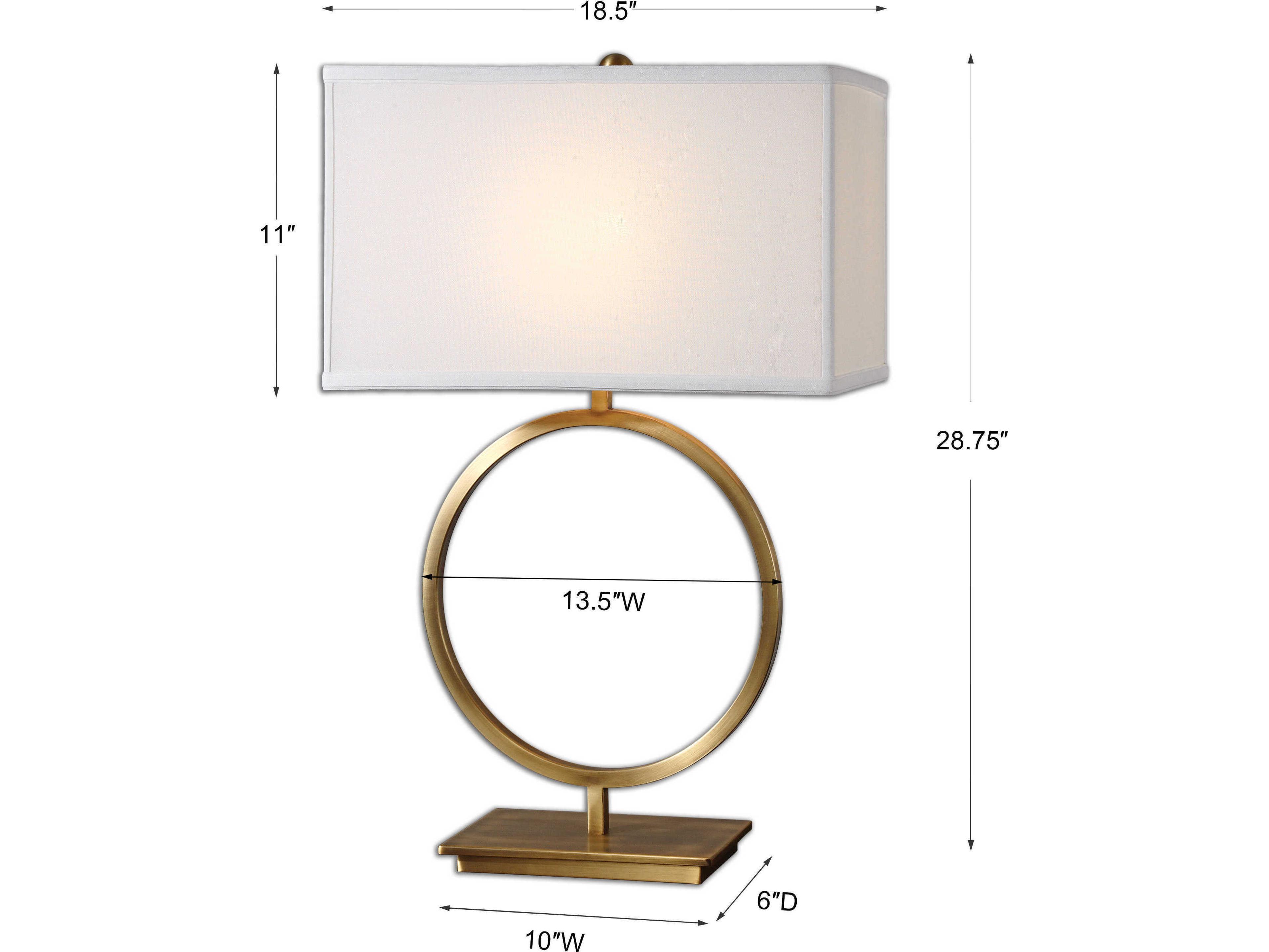Uttermost Duara Circle Plated Brushed Brass Rectangle Box Table Lamp