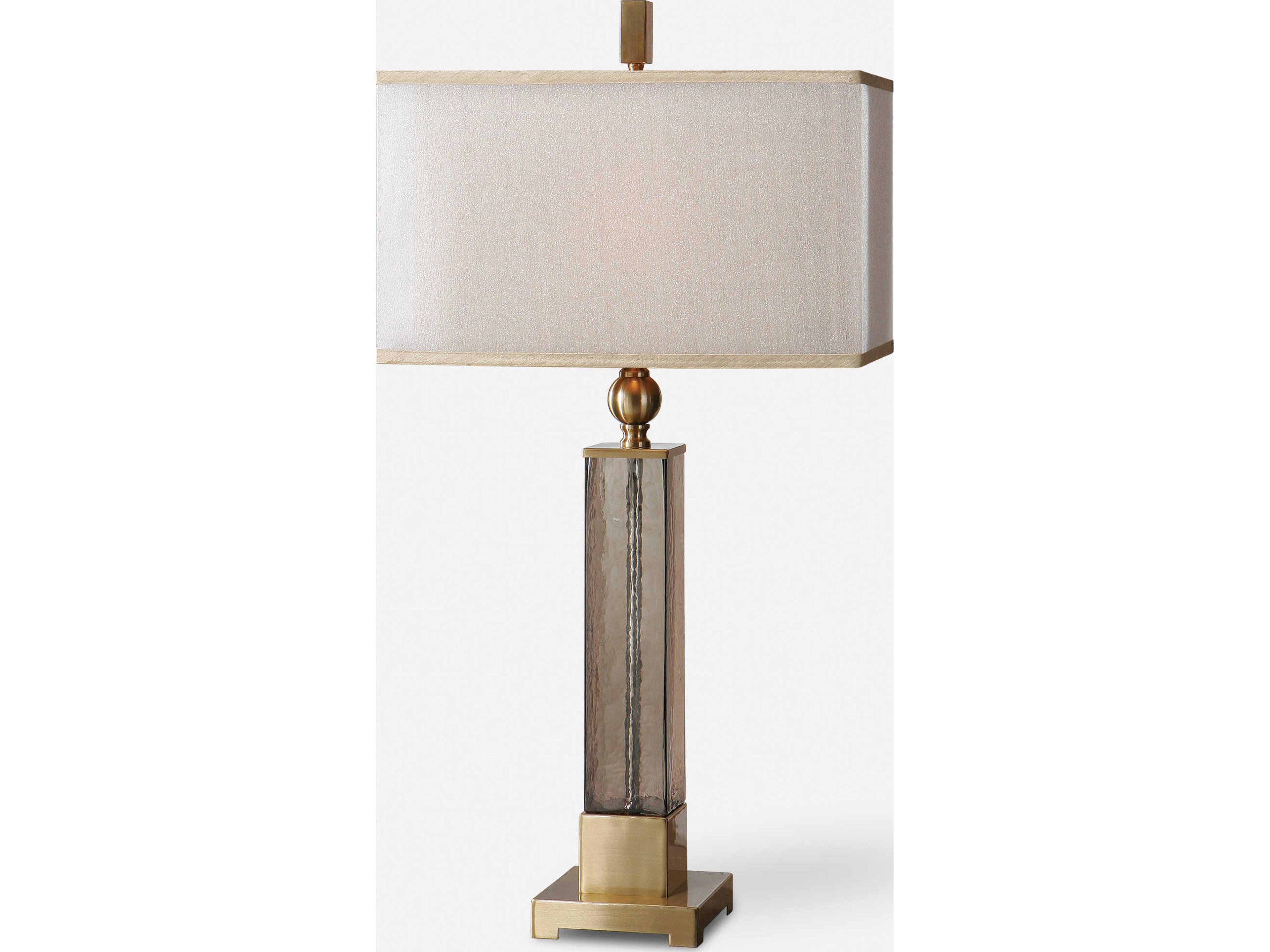 Uttermost Caecilia Textured Light Amber Double Rectangle Hardbacks Gold Table Lamp