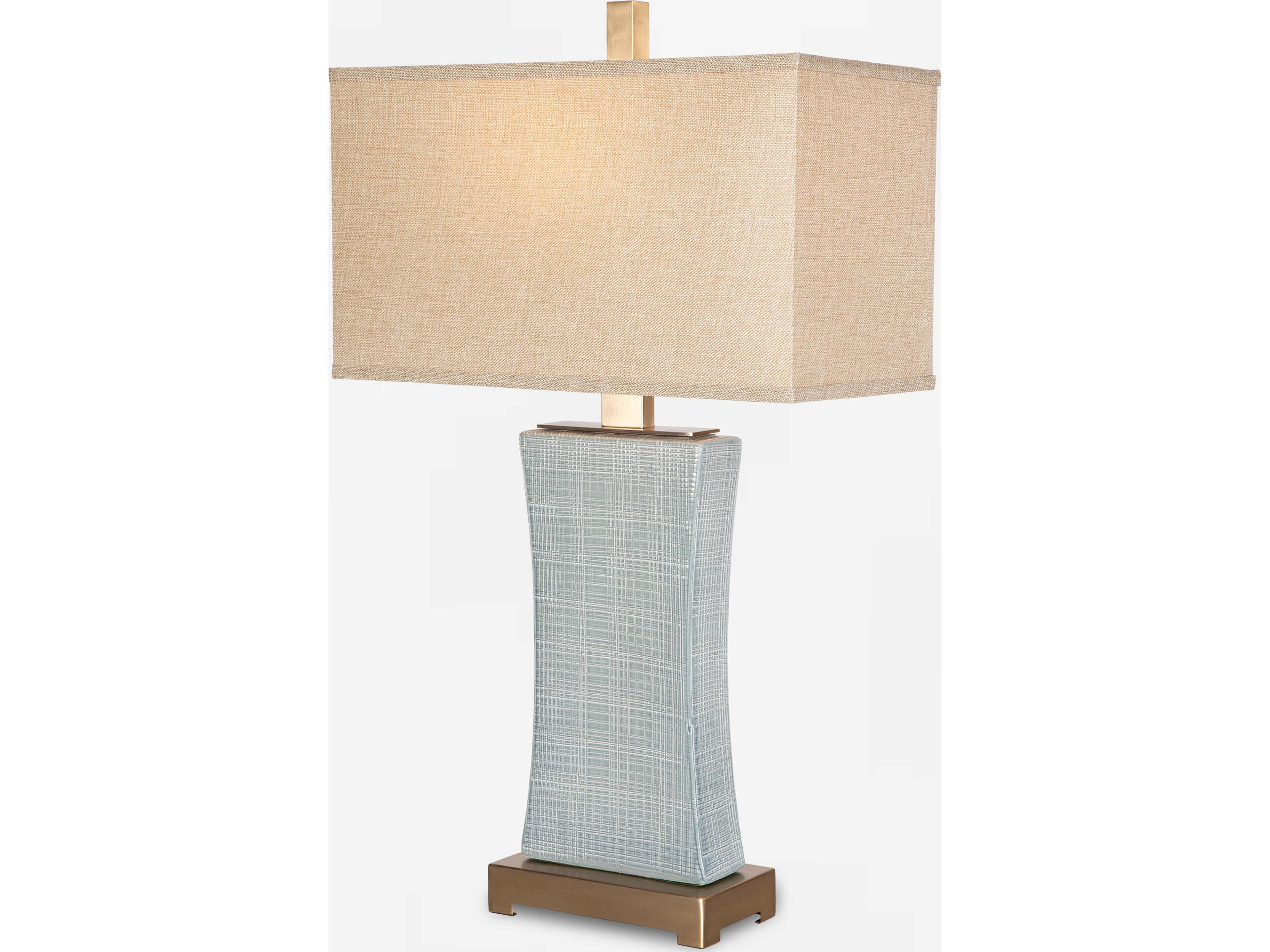 Uttermost Cantarana Pale Blue Gray Rectangle Hardback Bronze Table Lamp