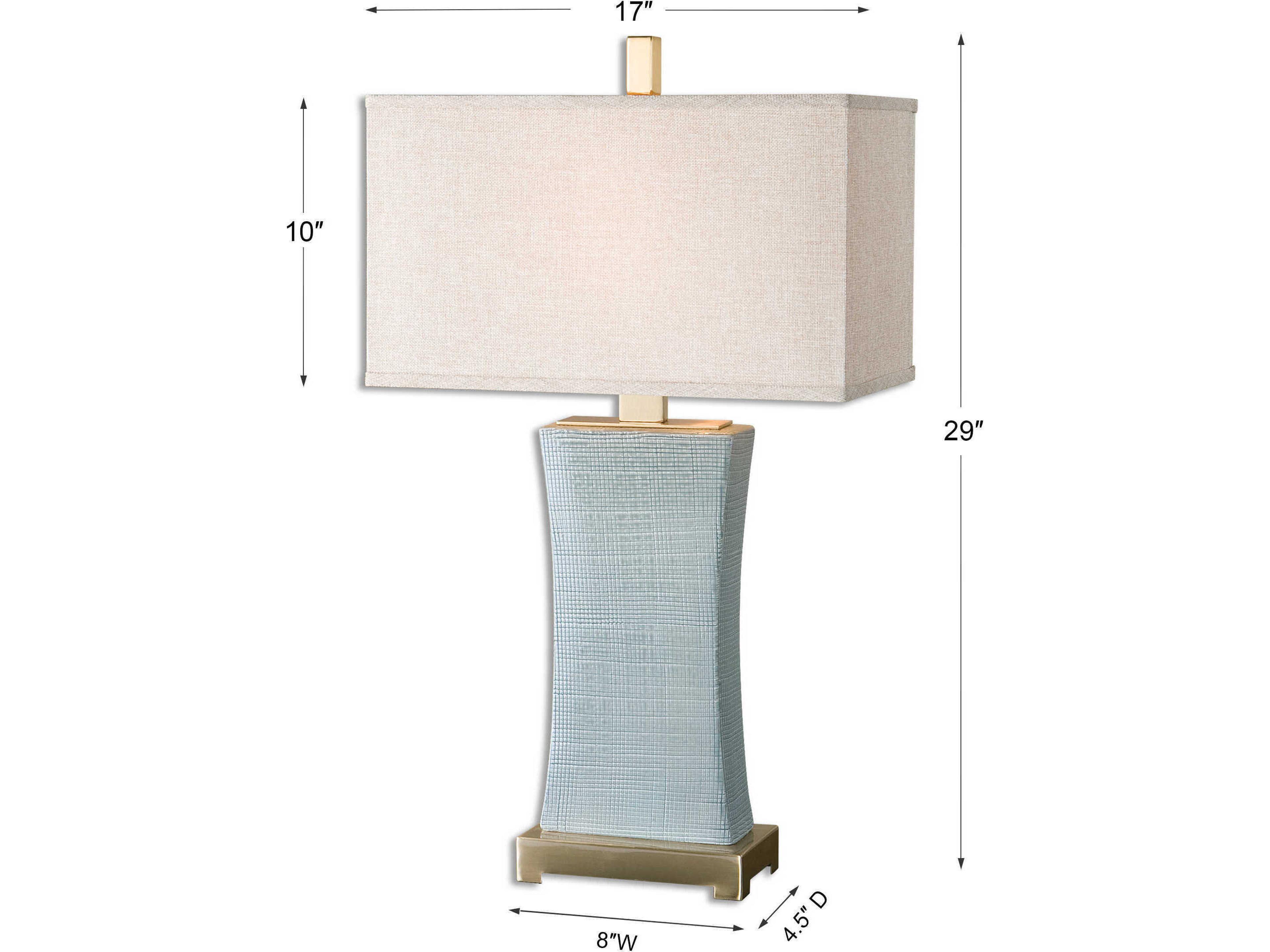 Uttermost Cantarana Pale Blue Gray Rectangle Hardback Bronze Table Lamp