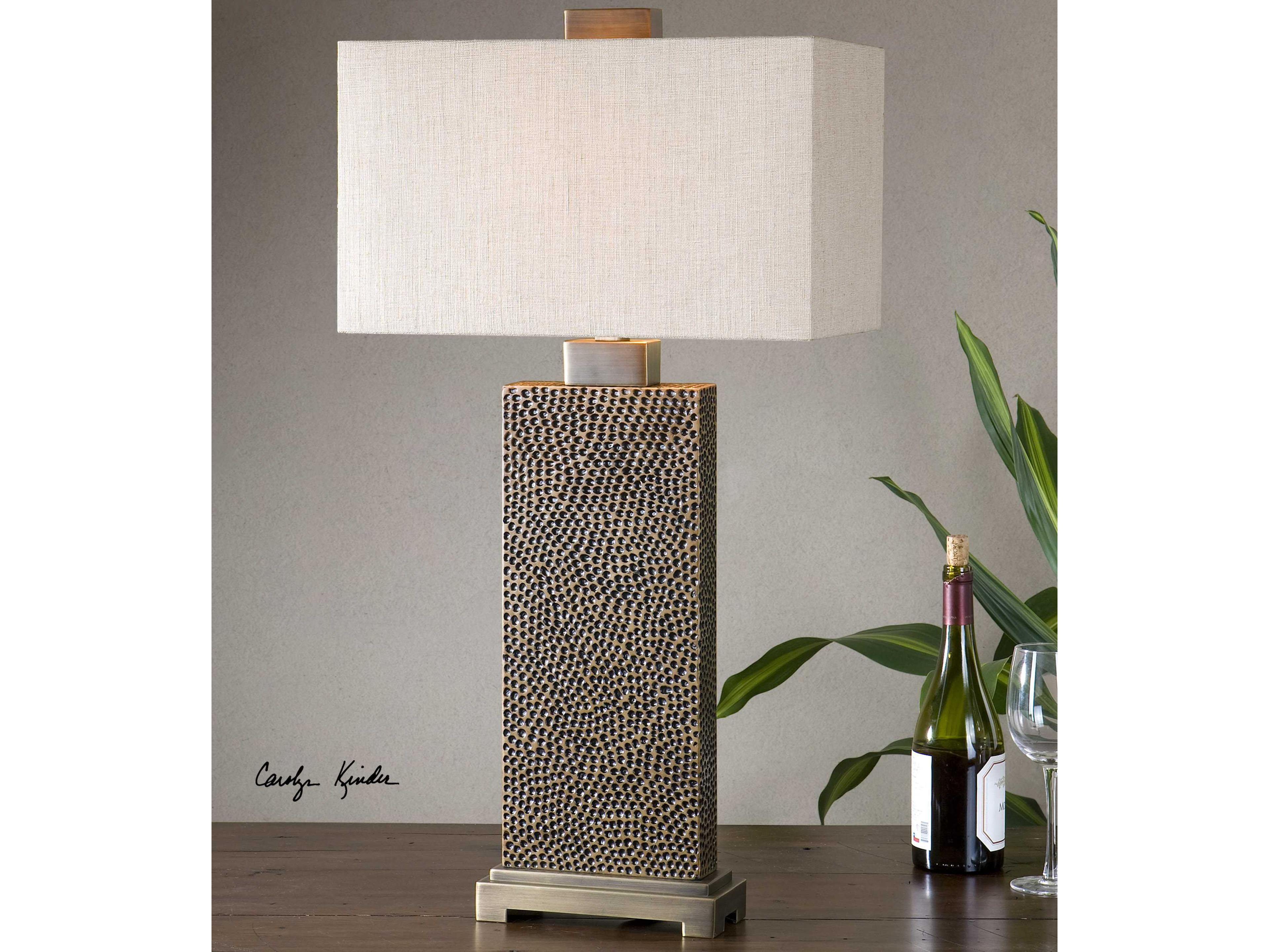 Uttermost Canfield Blackened Brown Rectangle Hardback Bronze Table Lamp