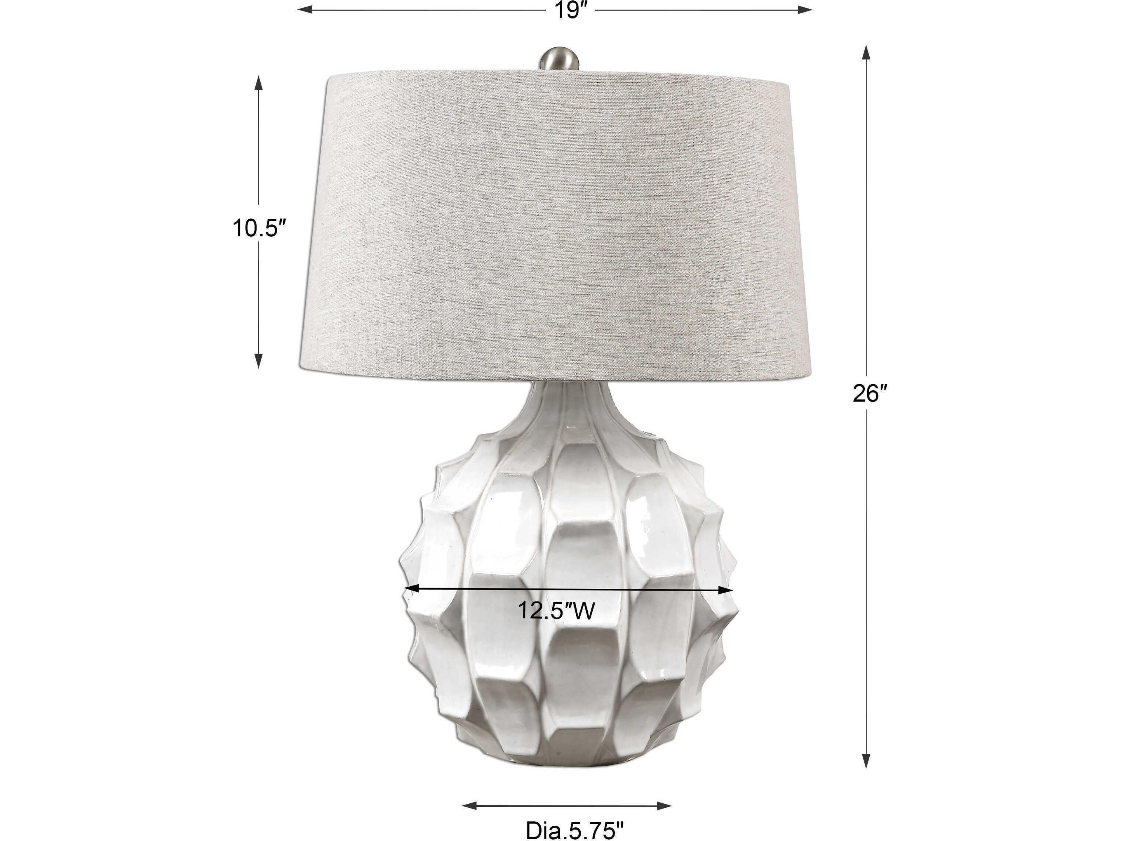 Uttermost Guerina Lightly Distressed Gloss White Tapered Round Hardback Table Lamp
