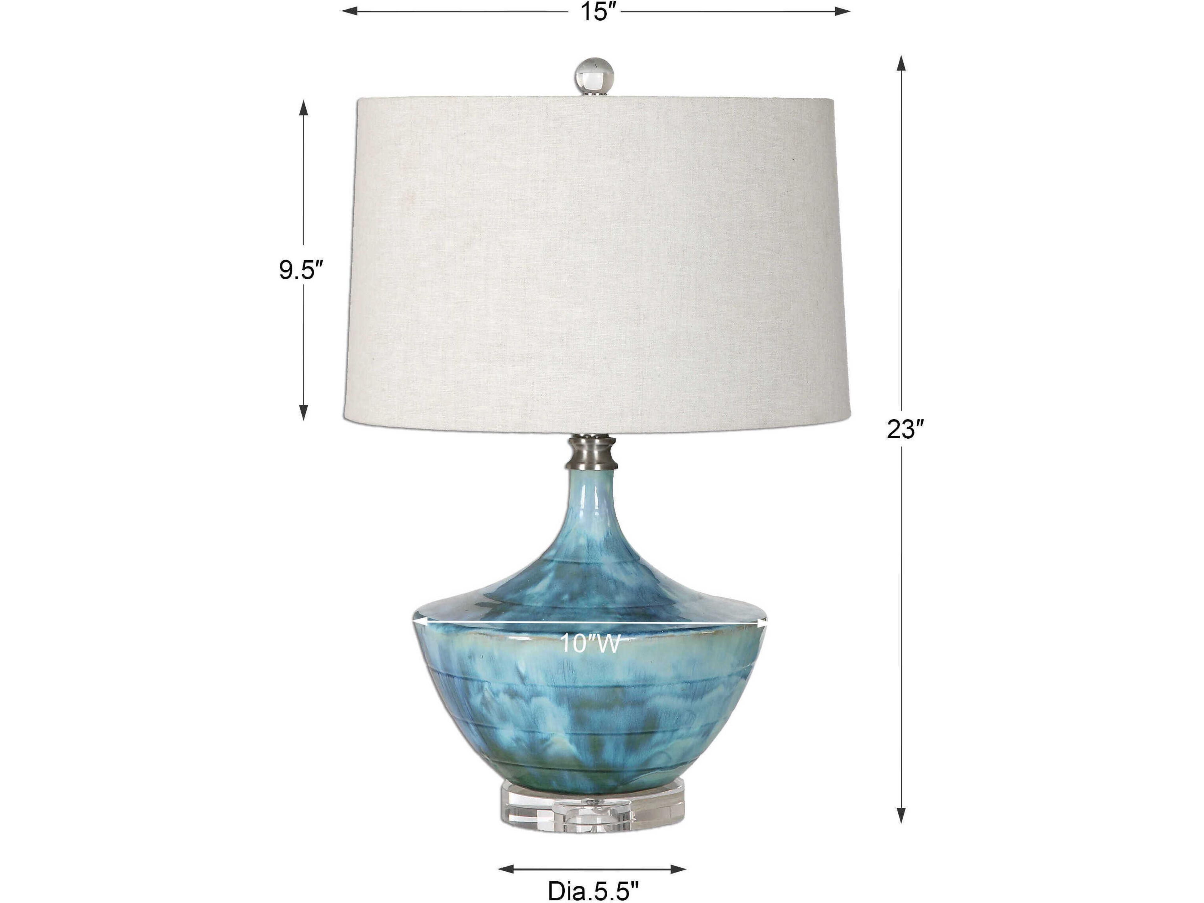 Uttermost Chasida Blue Tie Dyed Slightly Tapered Round Hardback Crystal Table Lamp