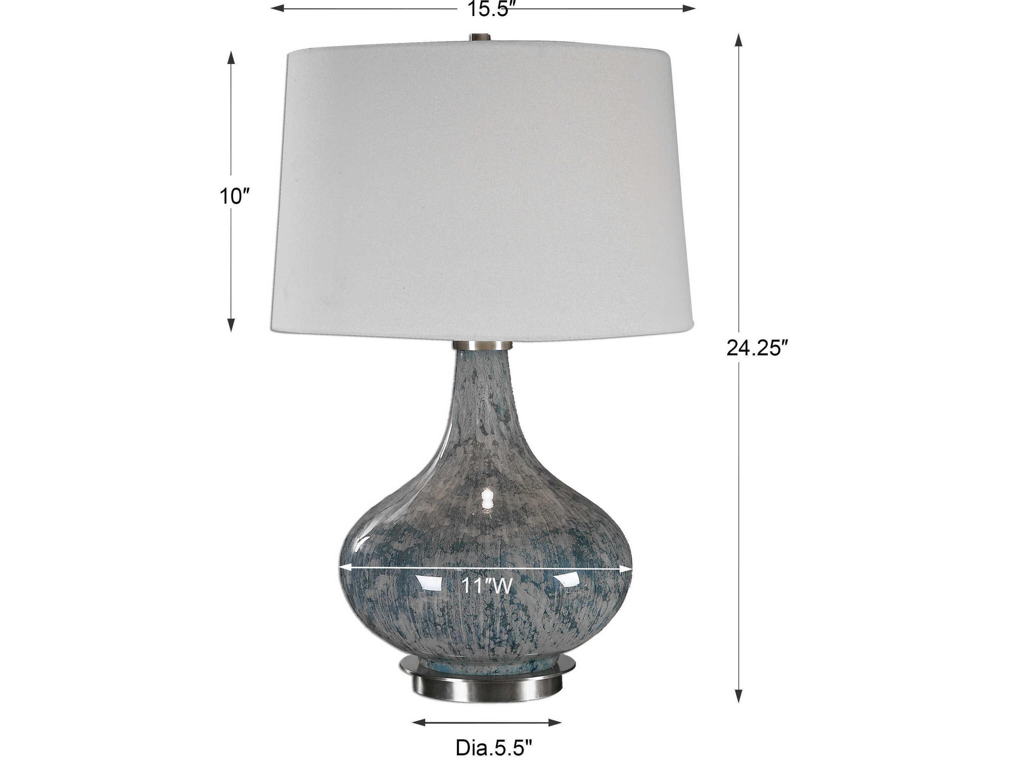 Uttermost Celinda Light Blue Gray Slightly Tapered Round Hardback Glass Table Lamp