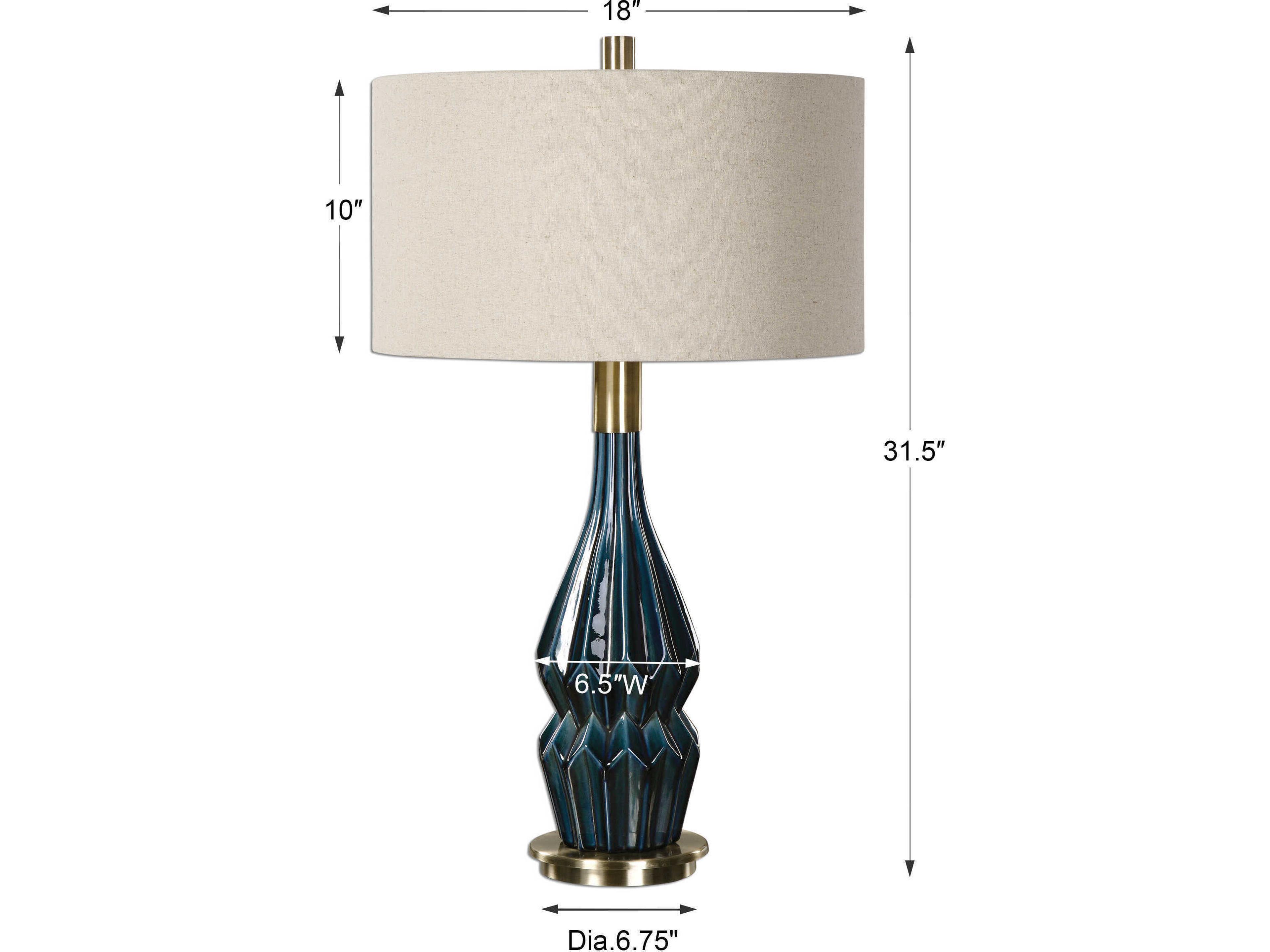 Uttermost Prussian Deep Blue Round Hardback Drum Table Lamp