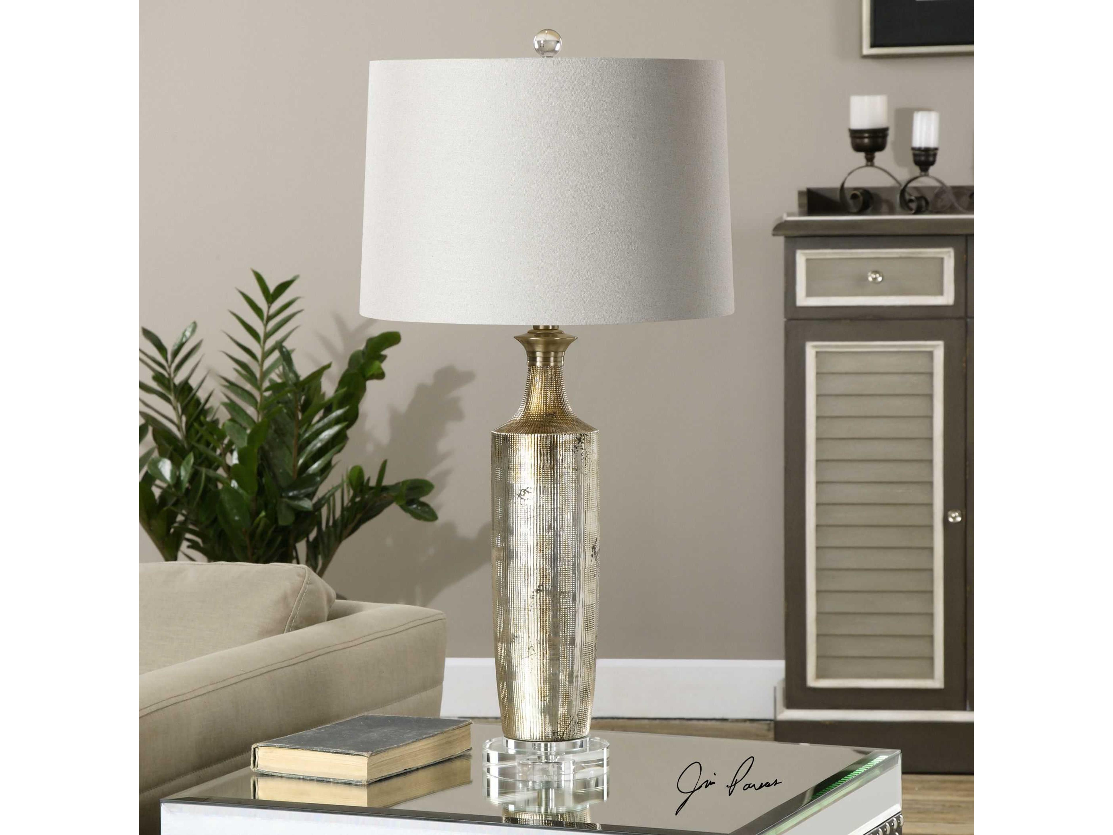 Uttermost Valdieri Metallic Bronze Slightly Tapered Round Hardback Table Lamp