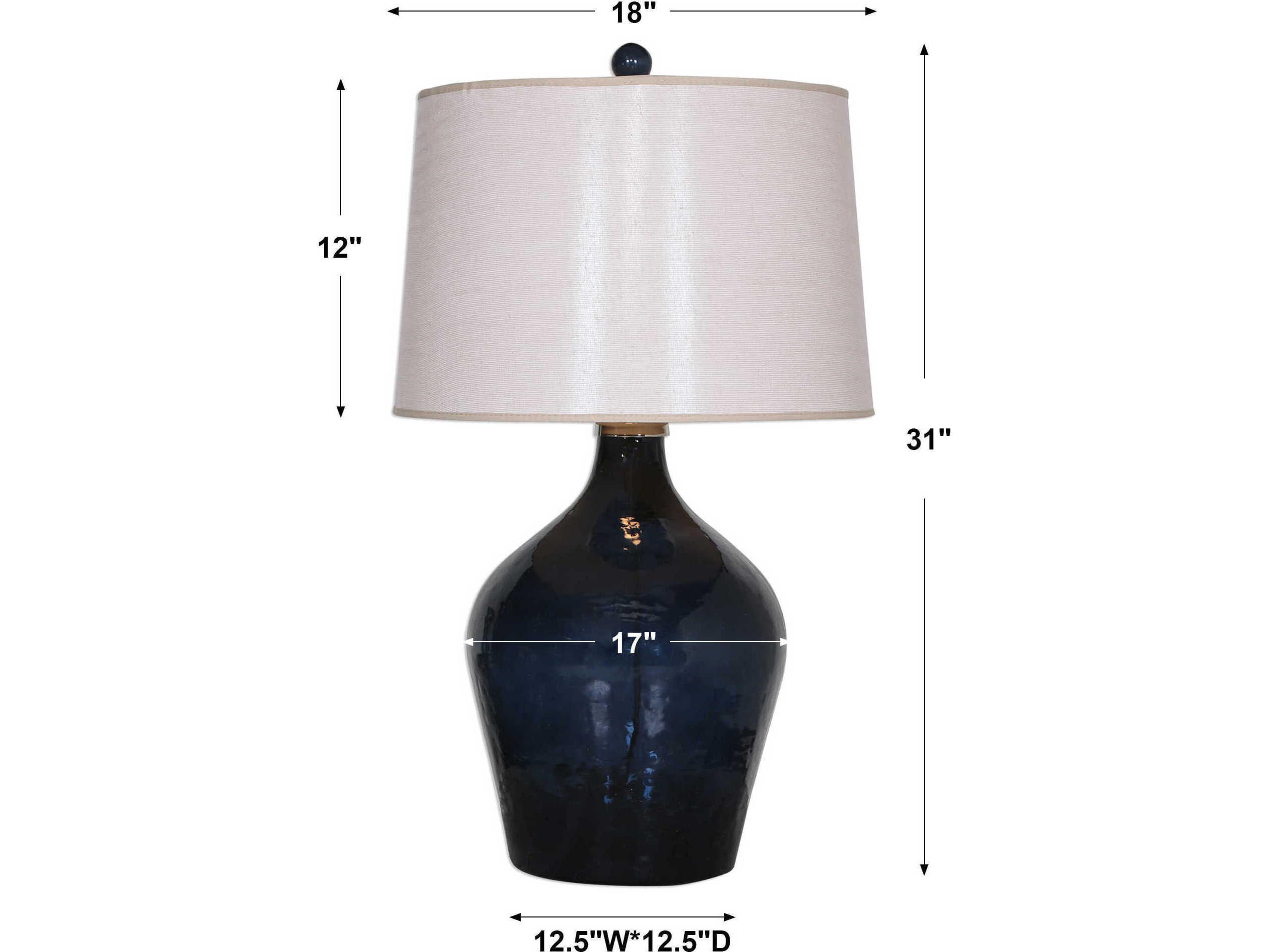 Uttermost Lamone Midnight Blue Glass Tapered Round Hardback Table Lamp