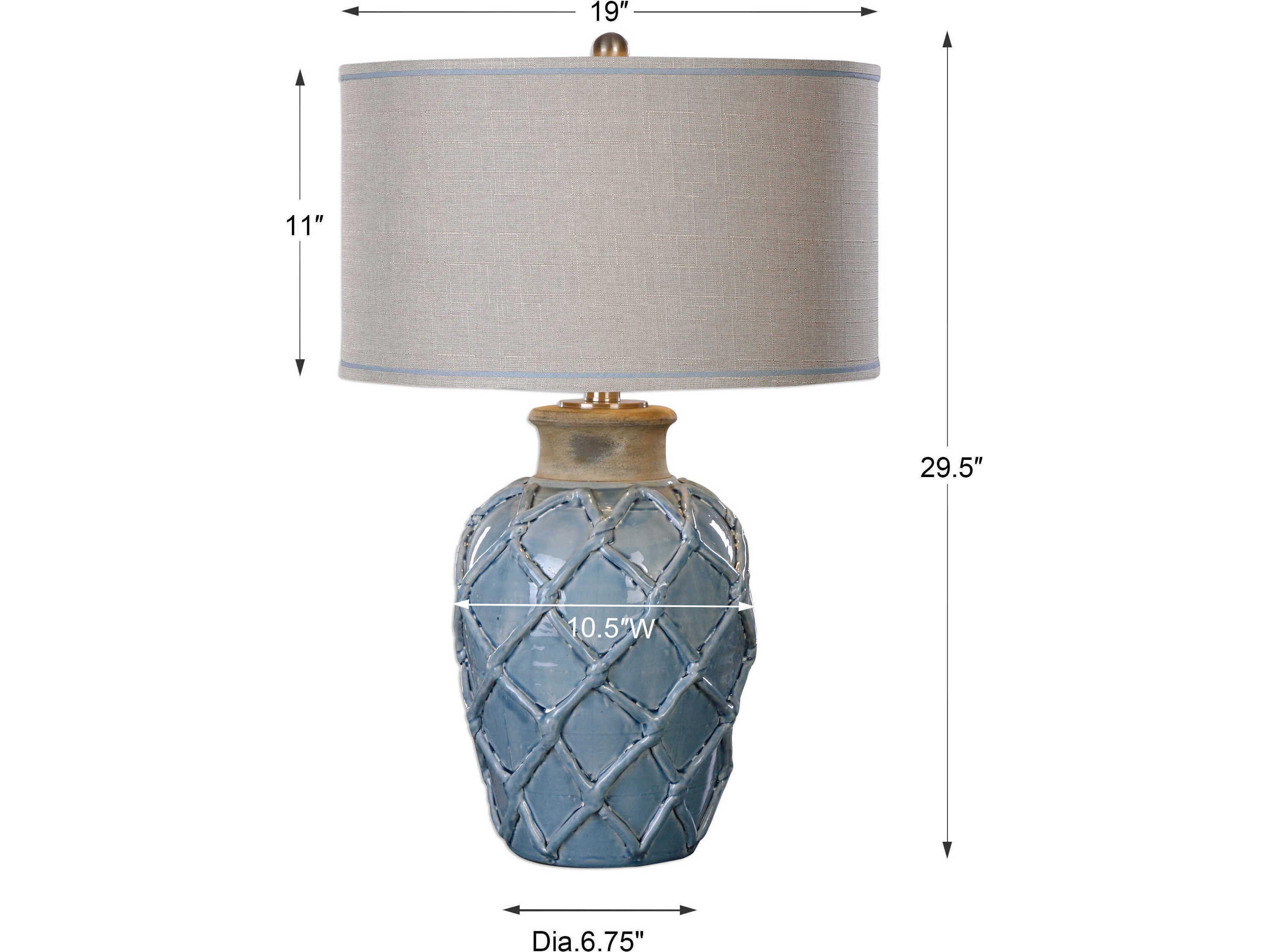 Uttermost Parterre Pale Blue Drum Hardback Buffet Lamp