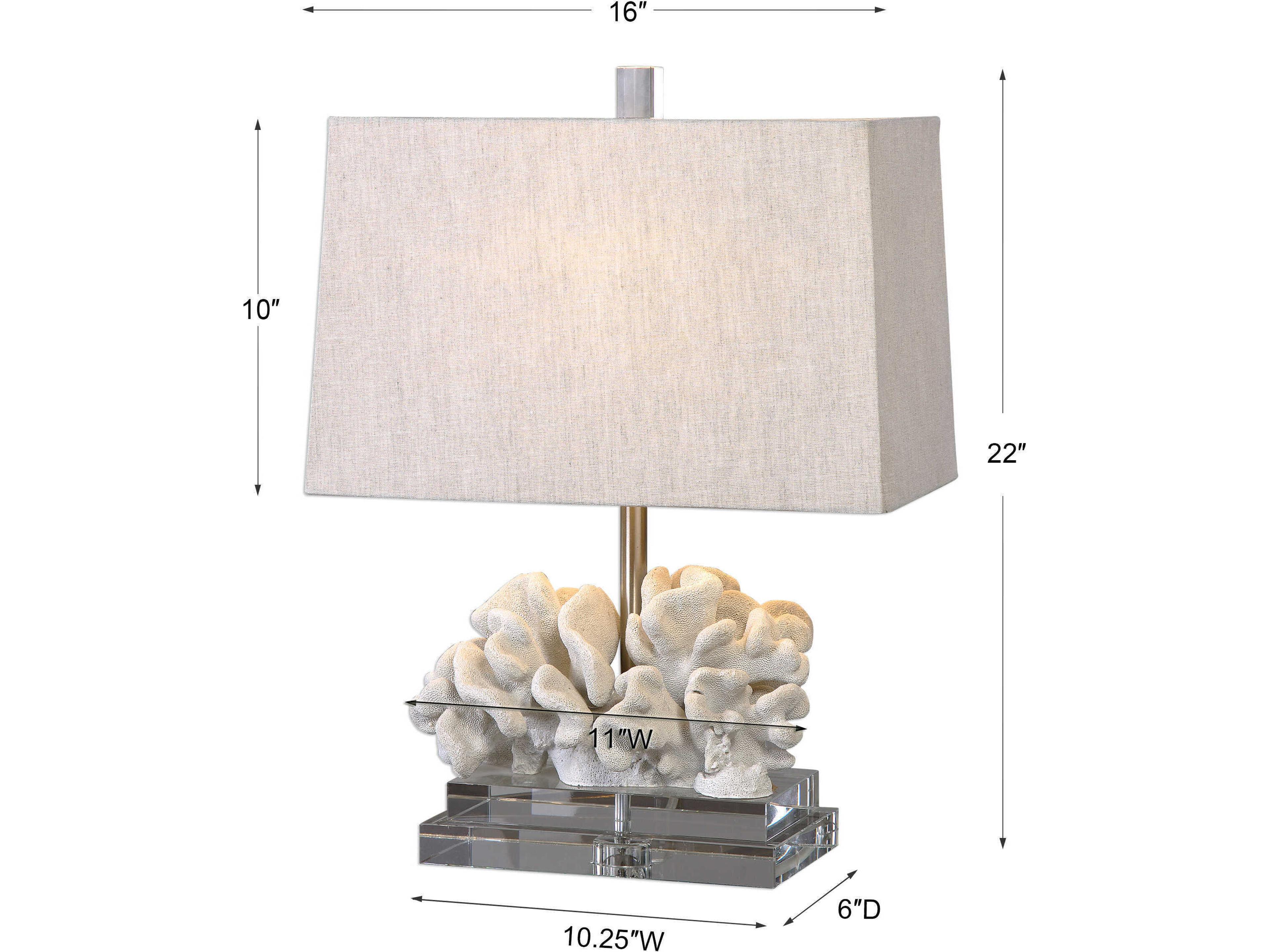 Uttermost Coral Taupe Ivory Slightly Tapered Rectangle Hardback Off White Crystal Table Lamp