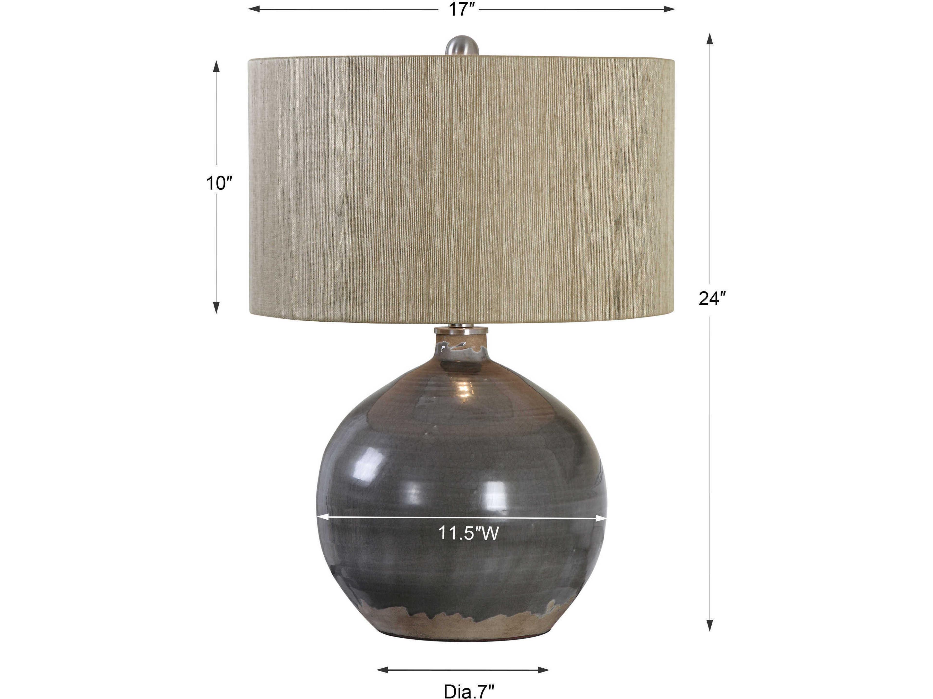 Uttermost Vardenis Round Hardback Drum Gray Table Lamp