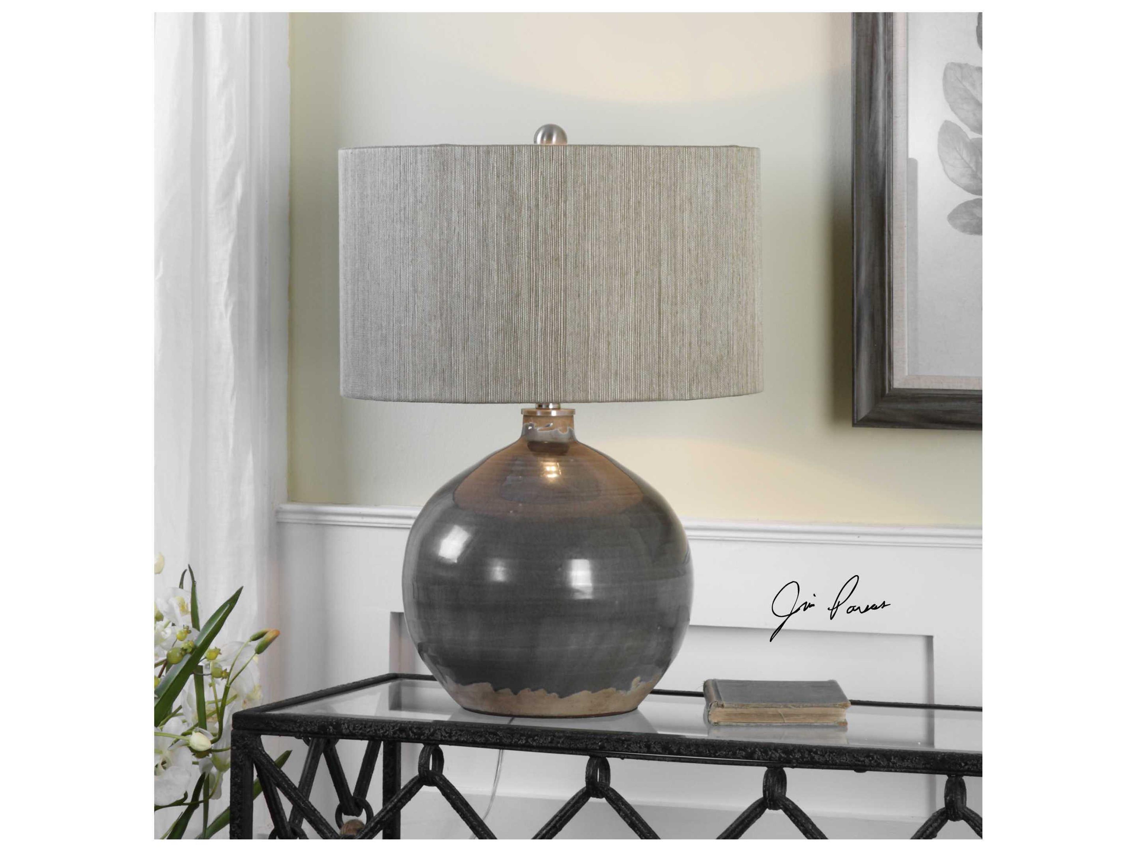 Uttermost Vardenis Round Hardback Drum Gray Table Lamp
