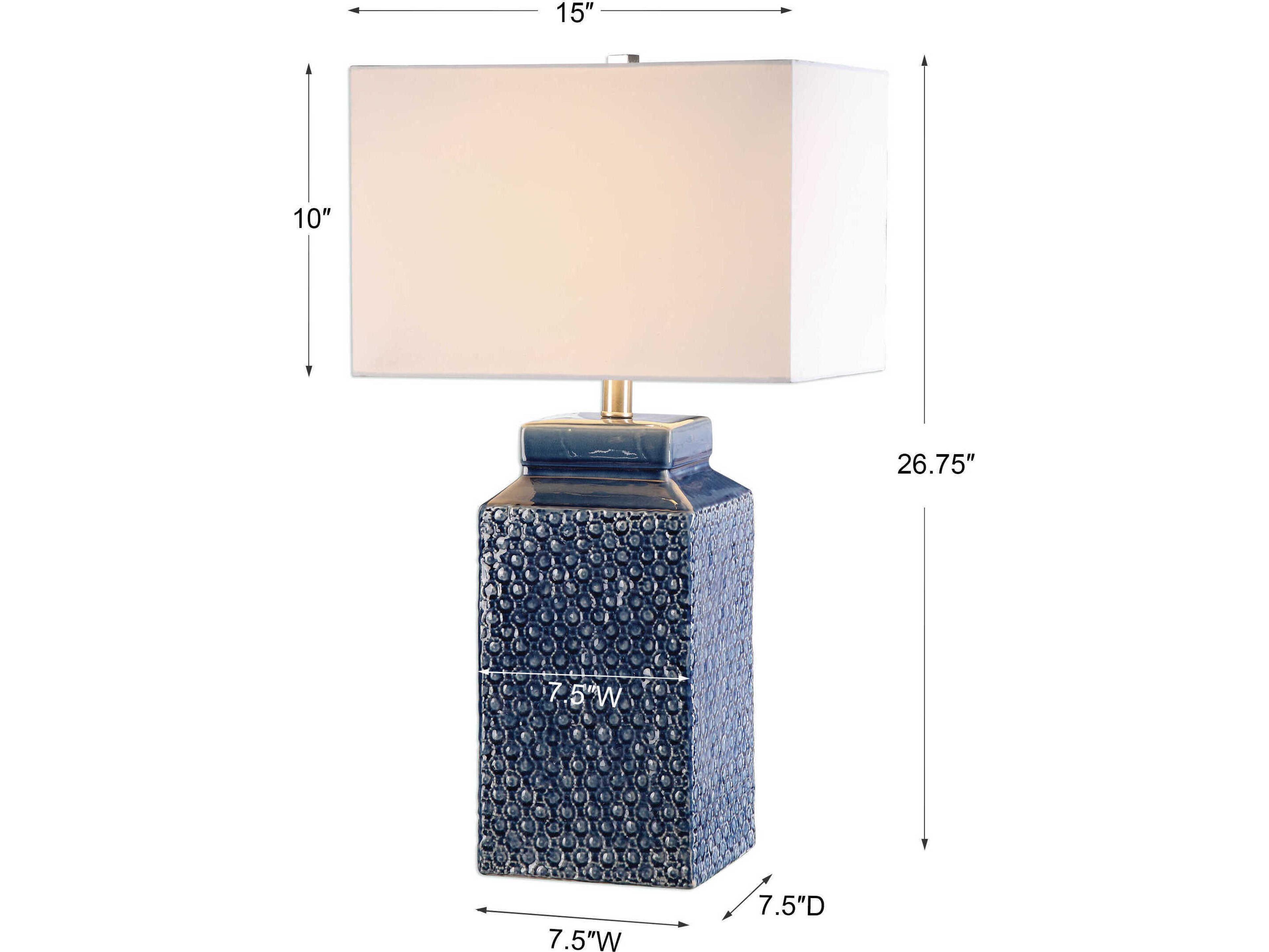 Uttermost Pero Fired Sapphire Blue Rectangle Hardback Table Lamp