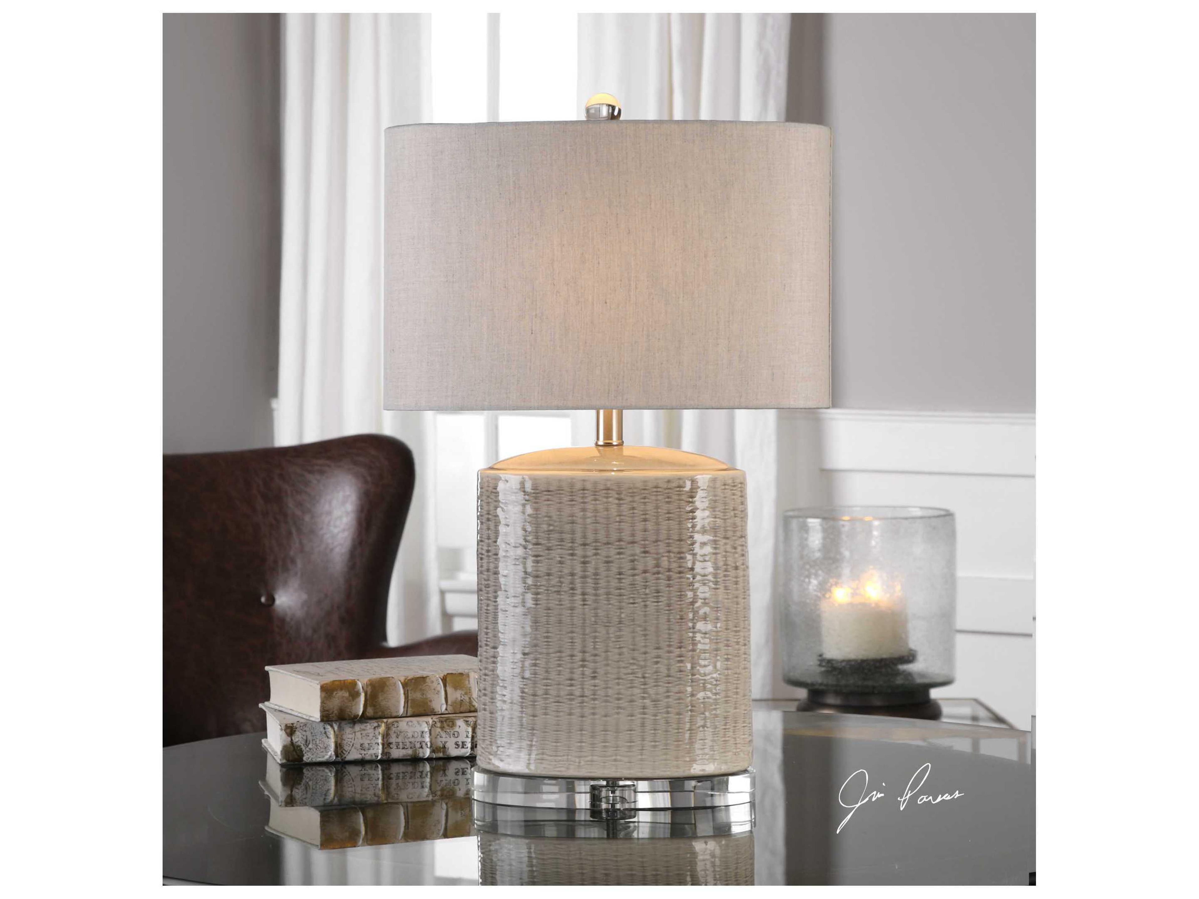 Uttermost Modica Oval Hardback Drum Gray Table Lamp