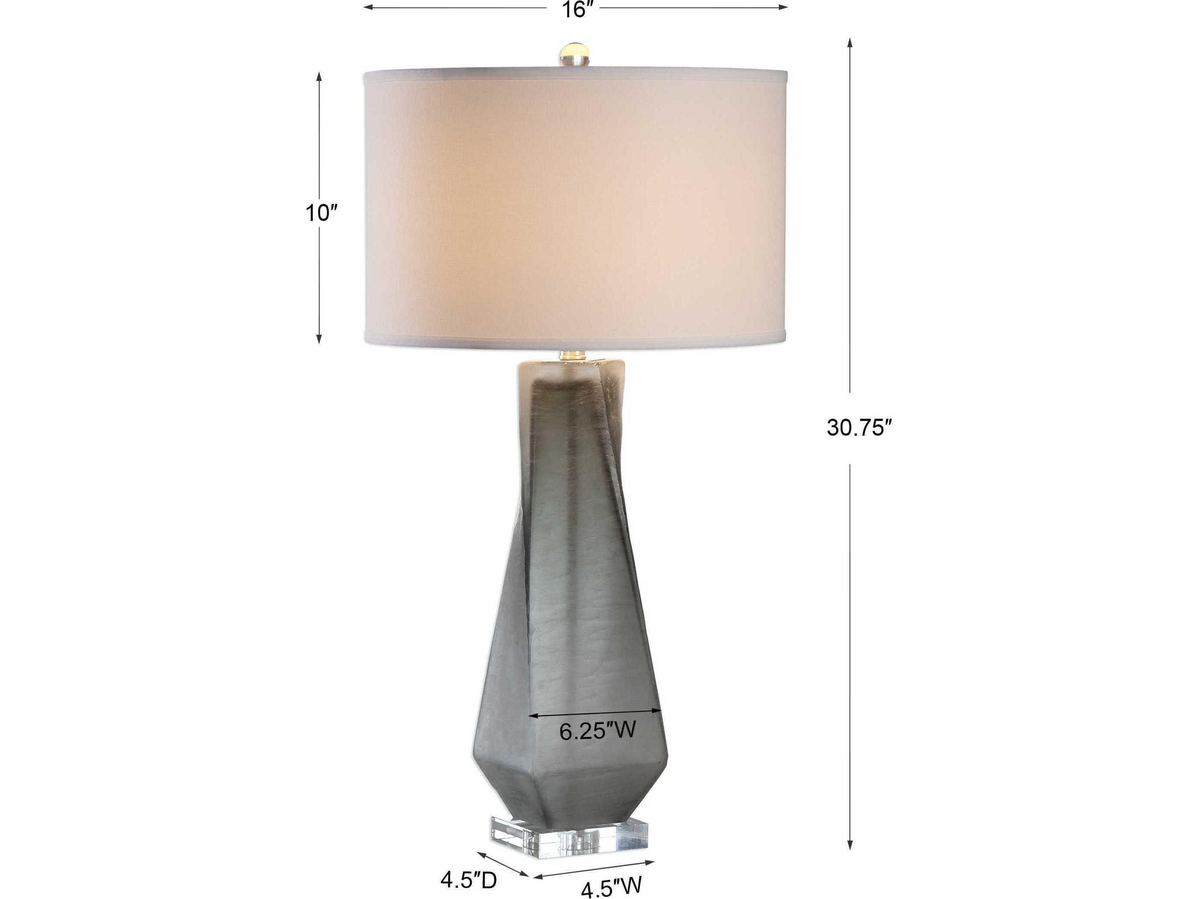 Uttermost Anatoli Charcoal Gray Glass Round Hardback Drum Table Lamp