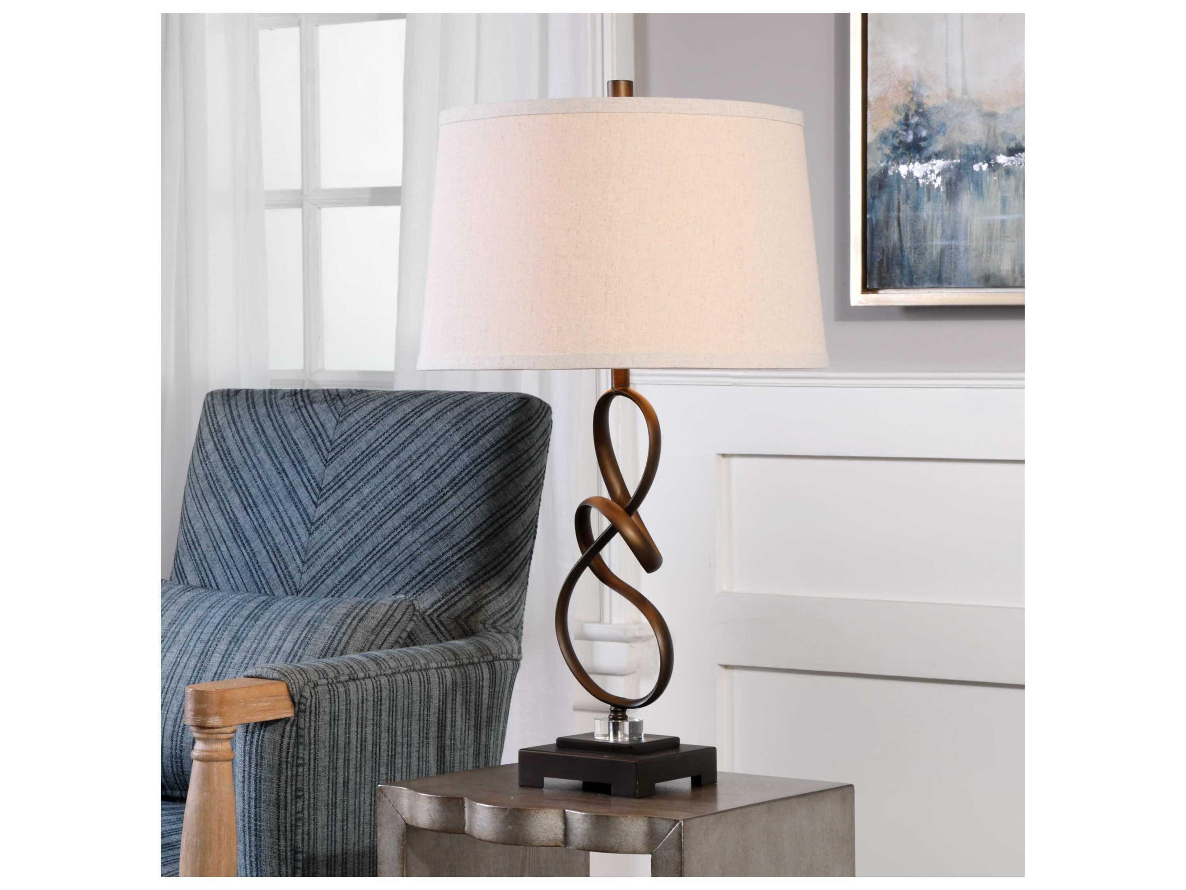 Uttermost Tenley Oil Rubbed Bronze Tapered Round Hardback Table Lamp