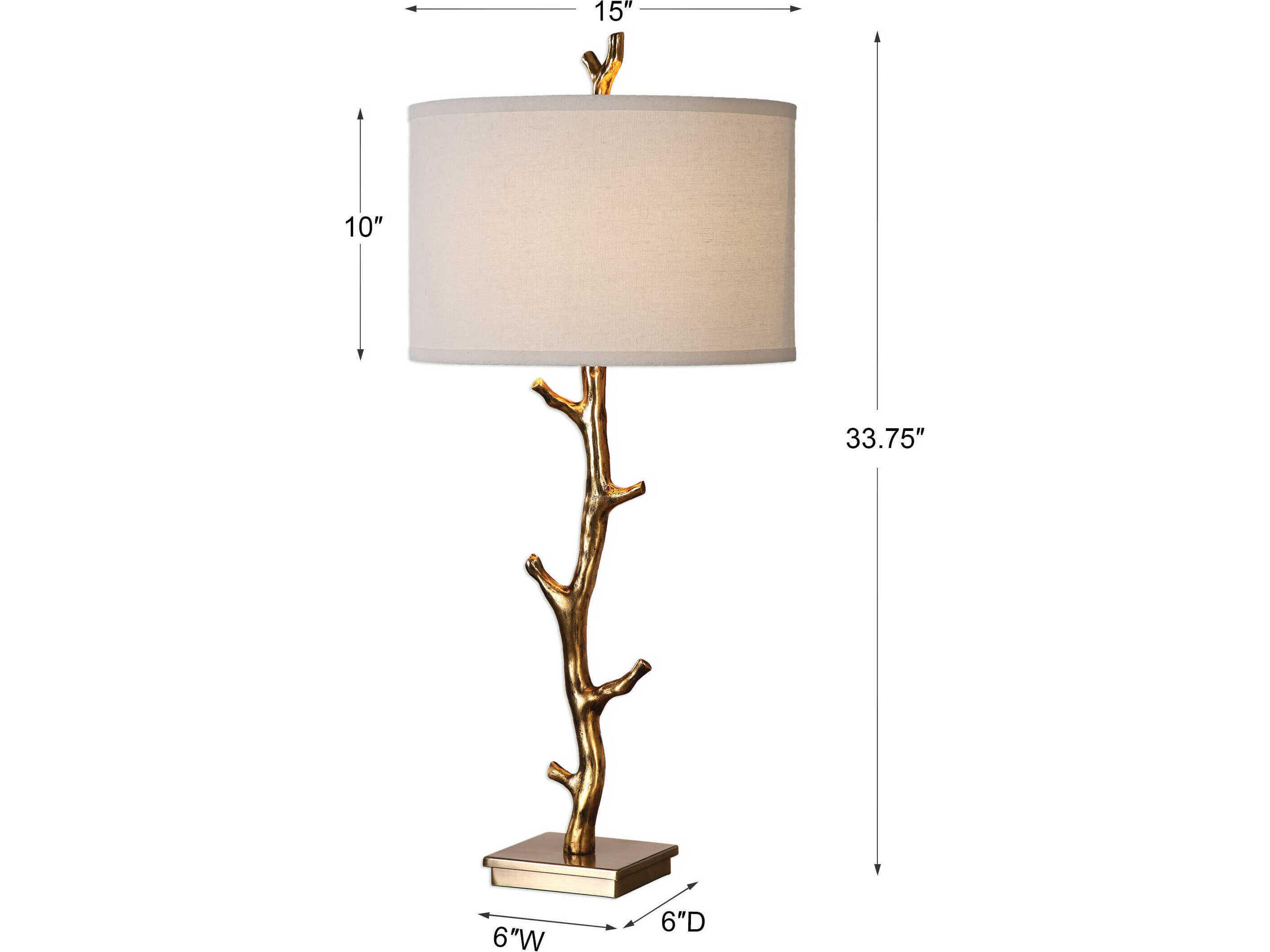 Uttermost Javor Plated Antique Gold Round Hardback Drum Table Lamp