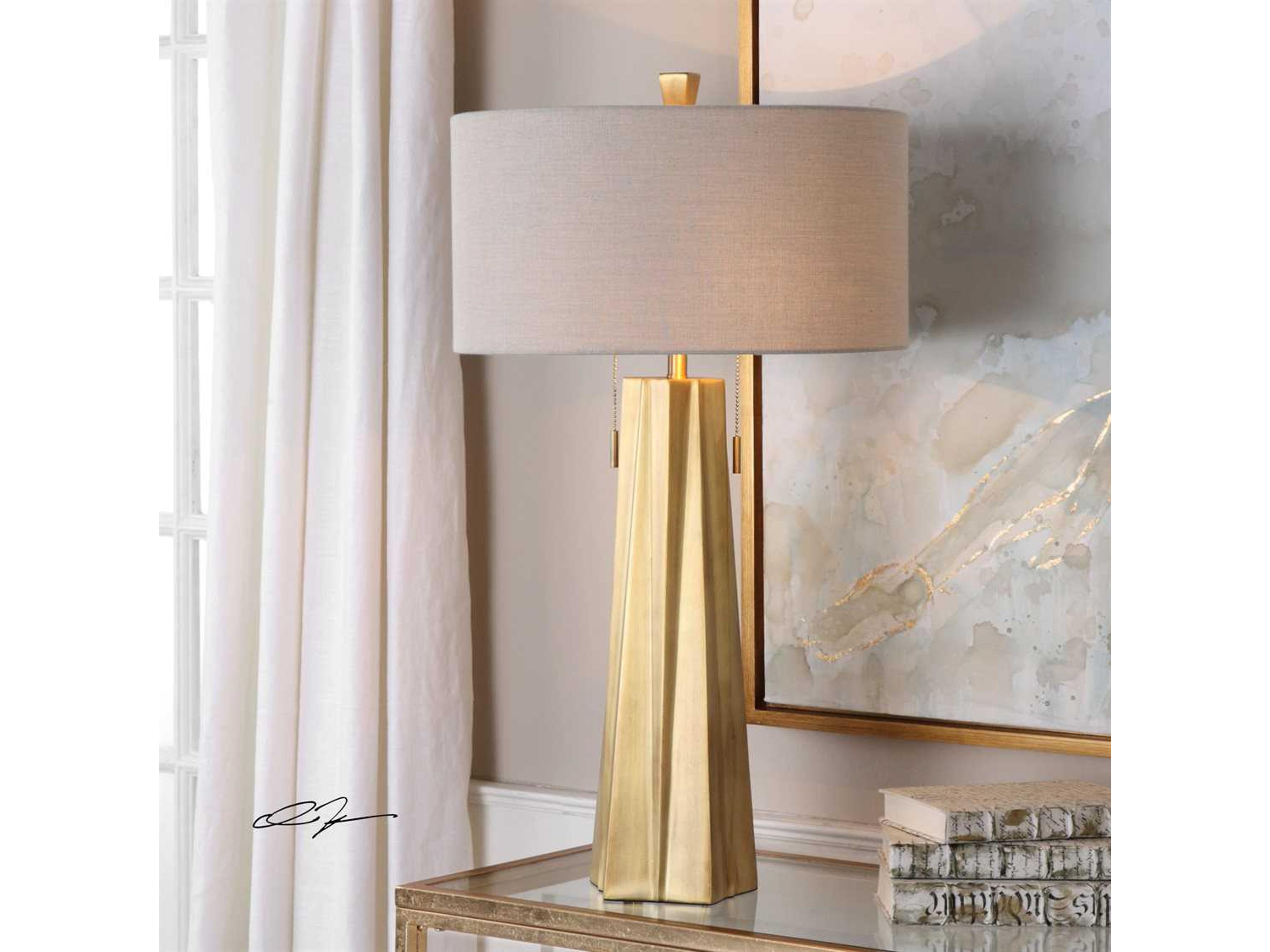 Uttermost Maris Gold Round Hardback Drum Buffet Lamp