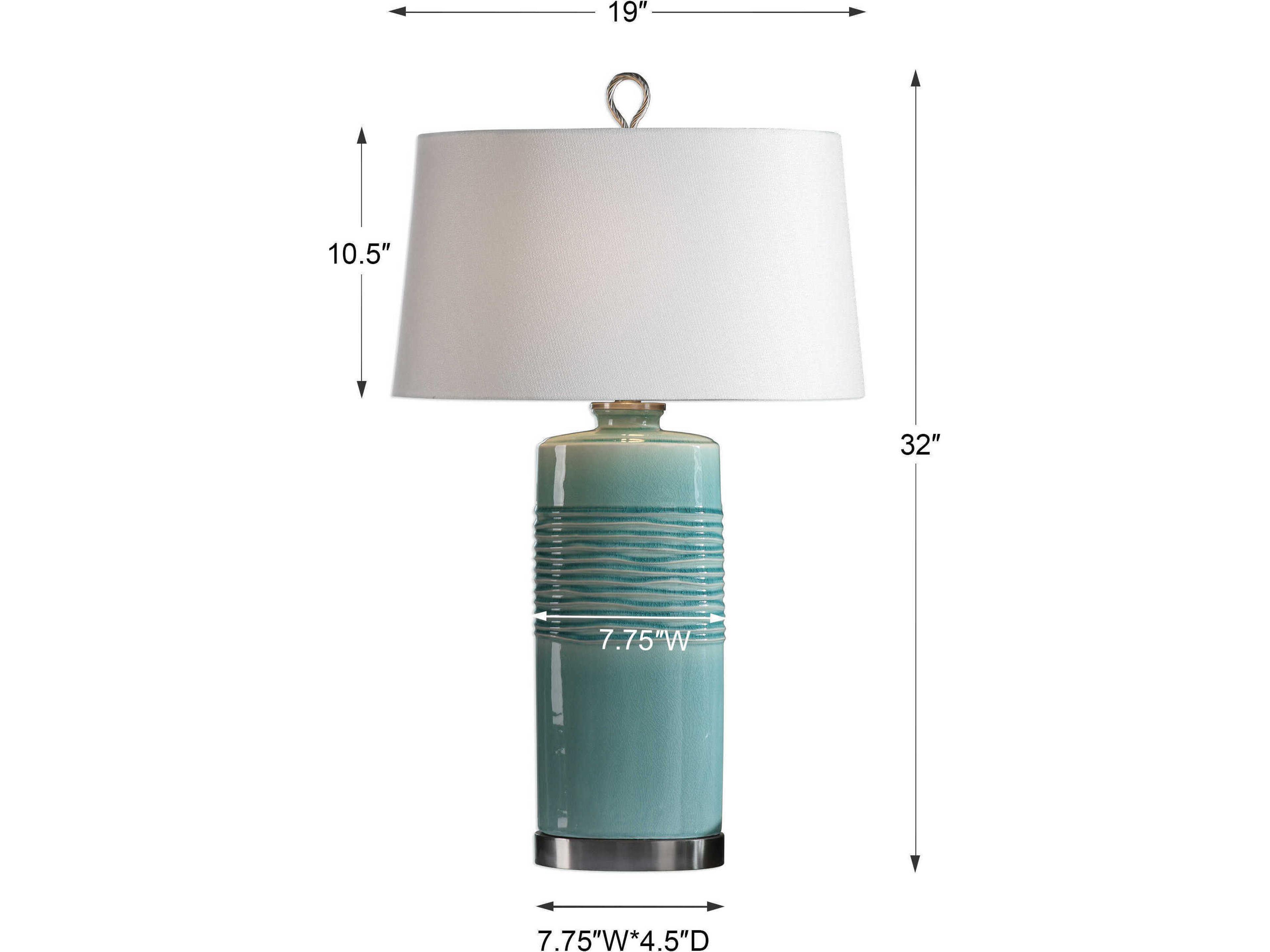 Uttermost Rila Distressed Teal Glaze Oval Tapered Hardback Blue Buffet Lamp