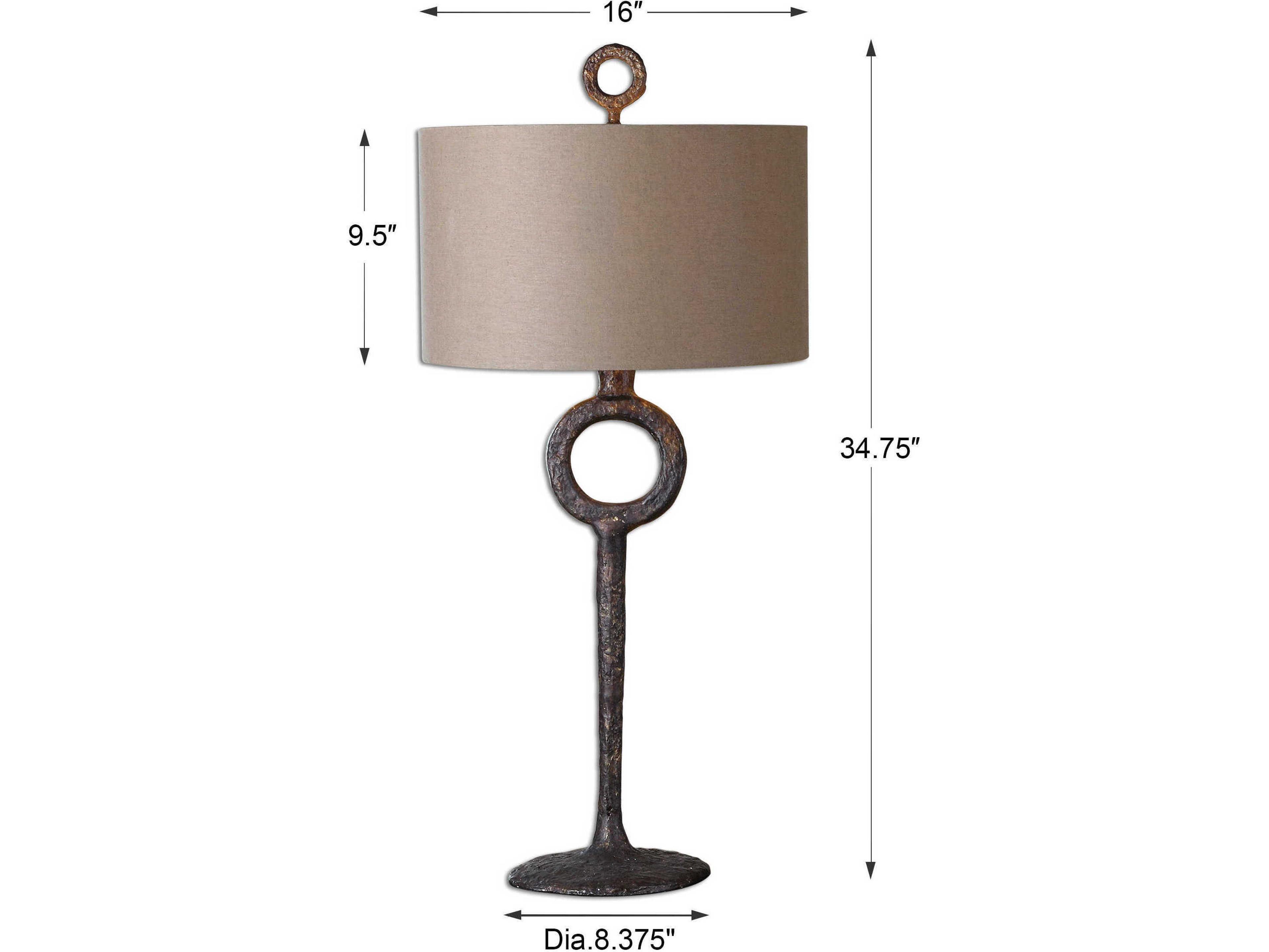 Uttermost Ferro Aged Rust Bronze Round Hardback Drum Table Lamp