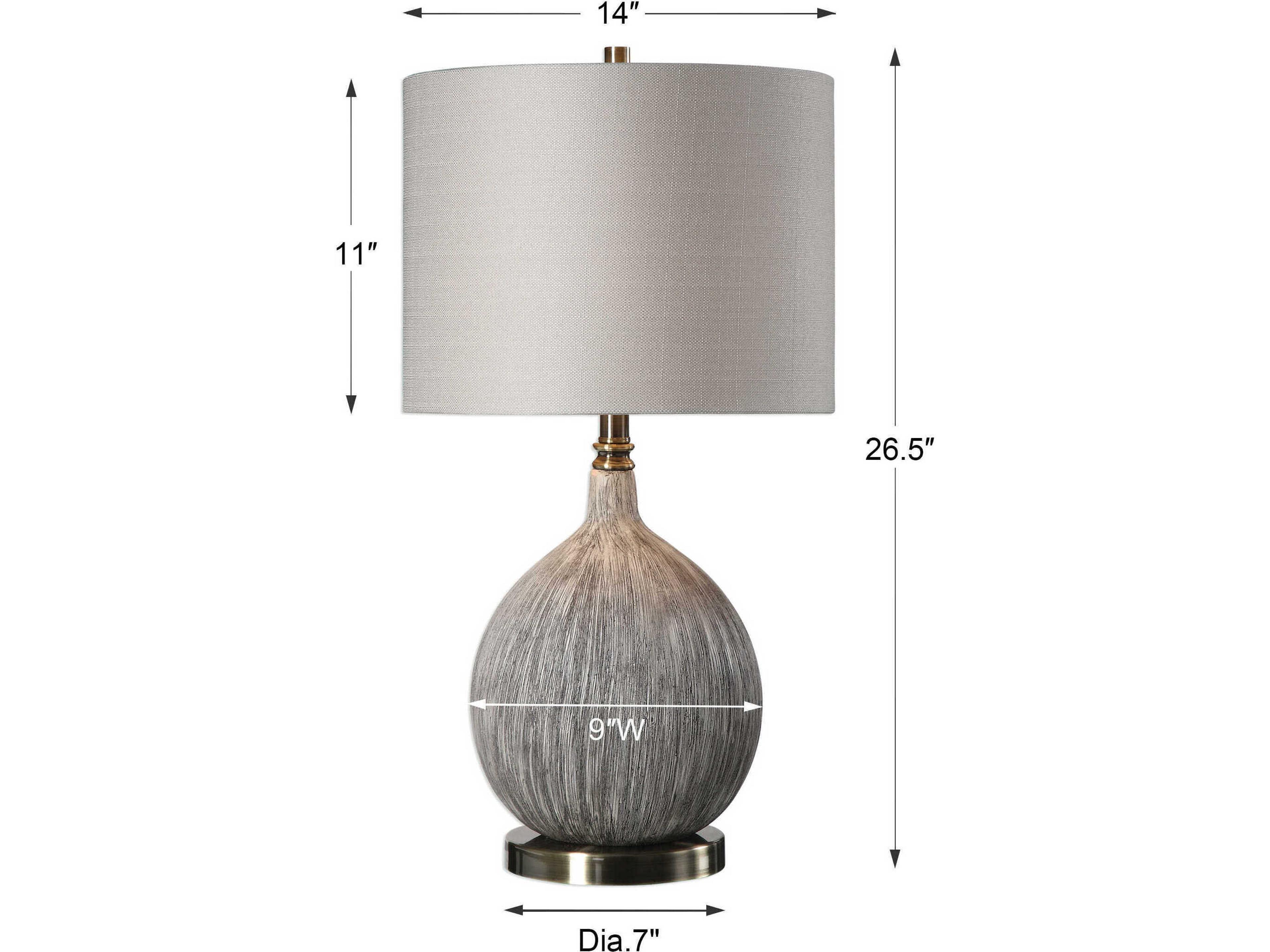 Uttermost Hedera Old Ivory Aged Black Round Hardback Drum Brass Buffet Lamp