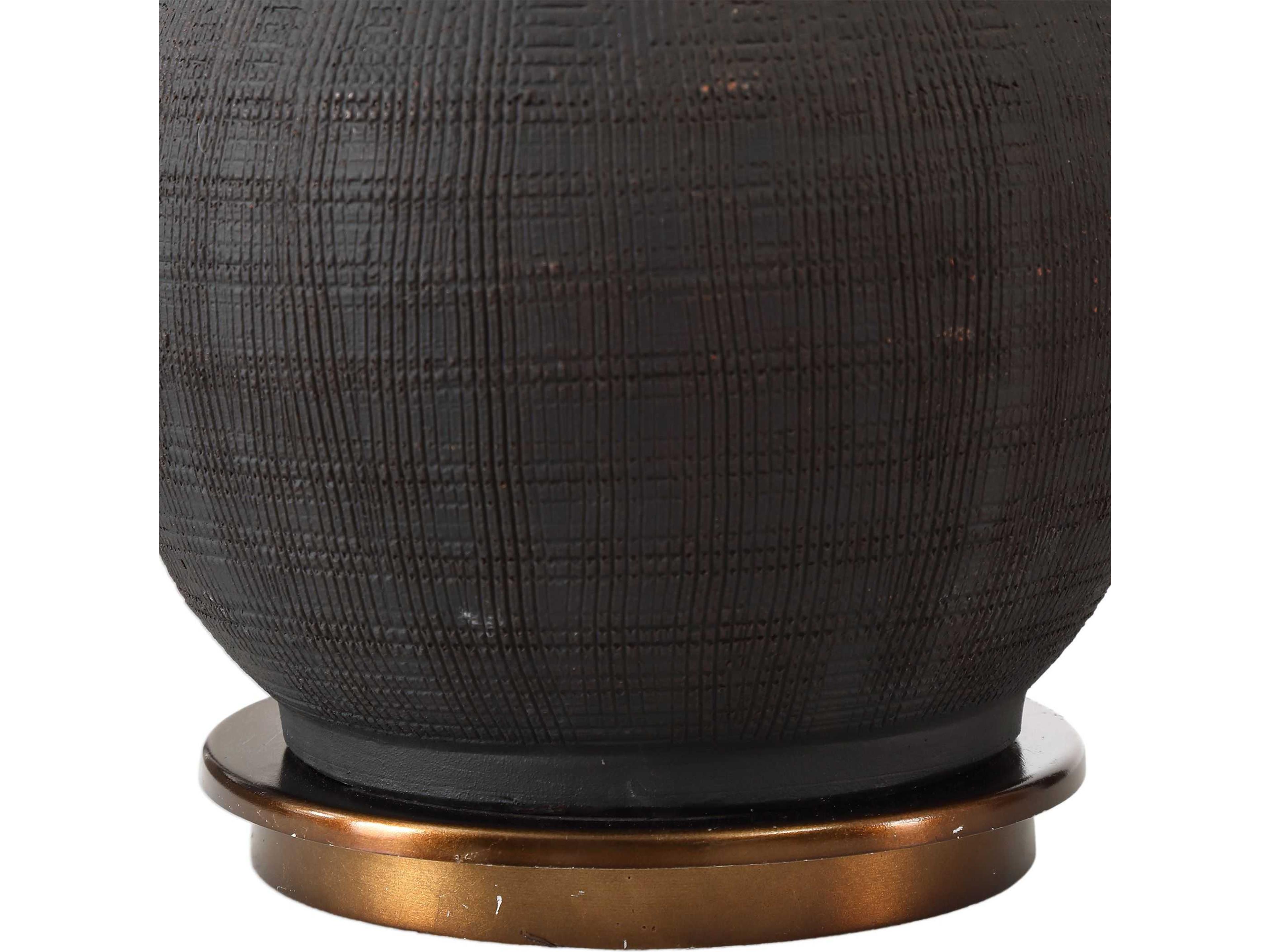 Uttermost Arnav Matte Black Round Hardback Drum Bronze Buffet Lamp
