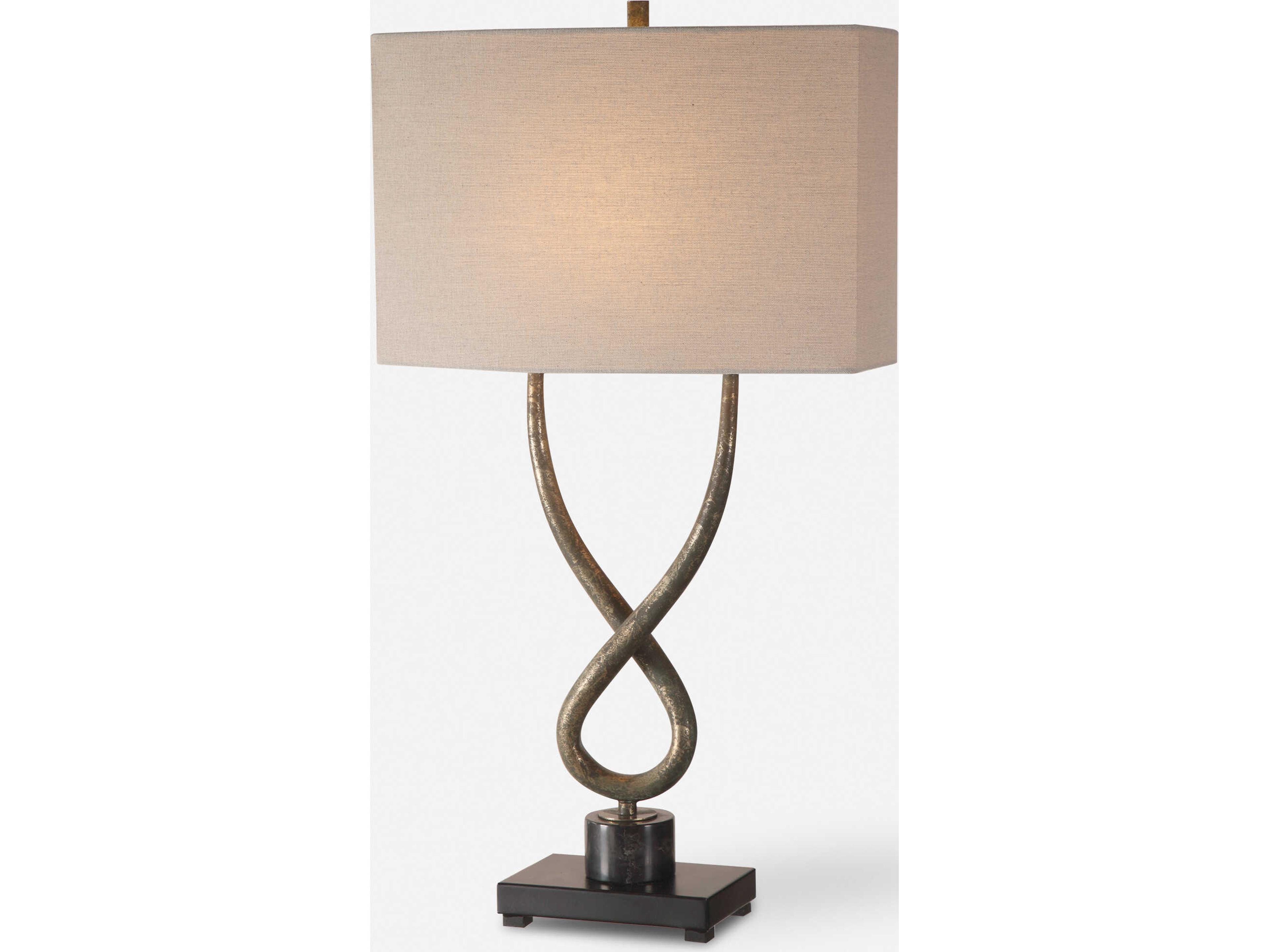 Uttermost Talema Aged Silver Leaf Oval Hardback With Straight Sides Black Buffet Lamp