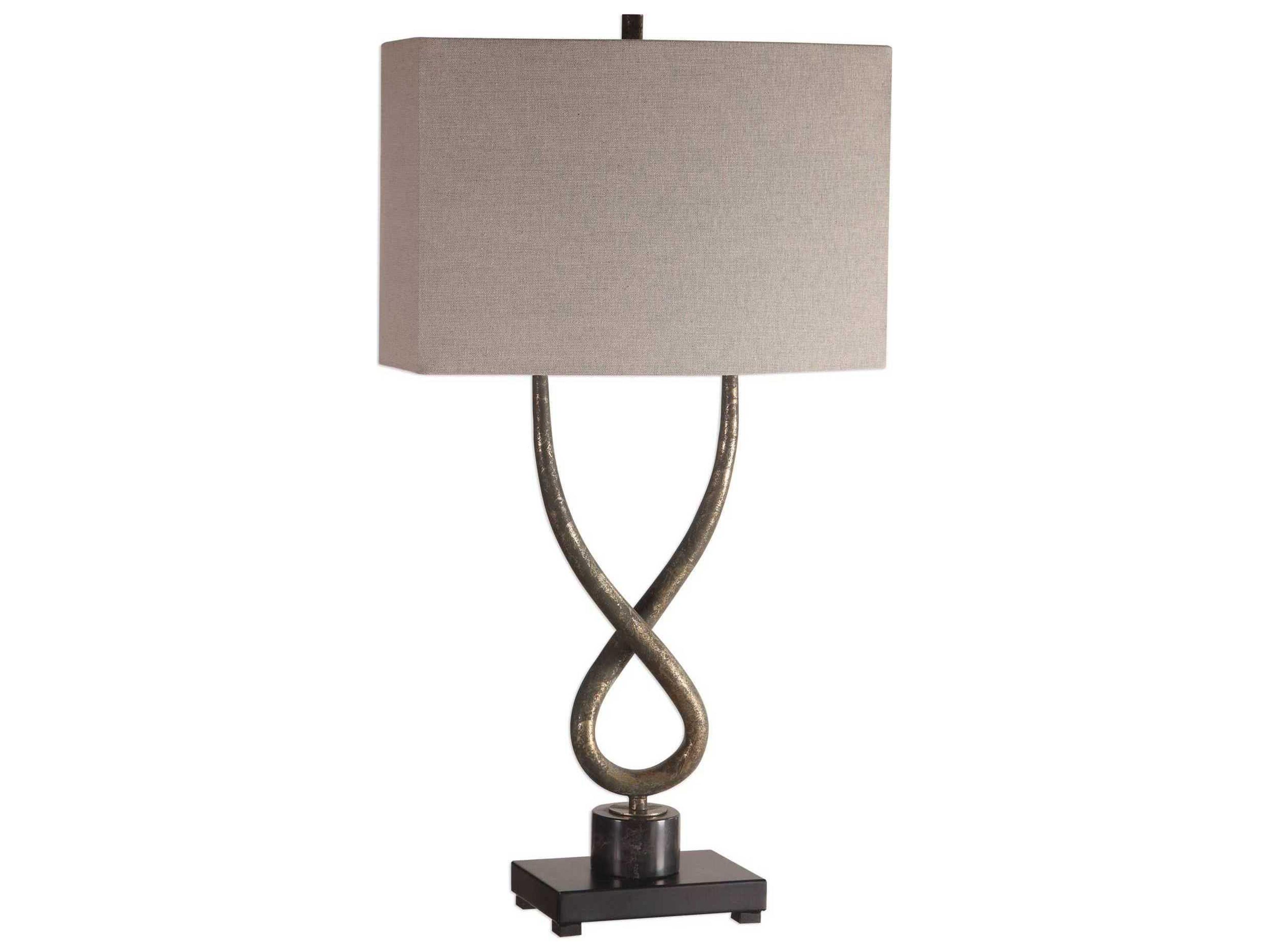 Uttermost Talema Aged Silver Leaf Oval Hardback With Straight Sides Black Buffet Lamp