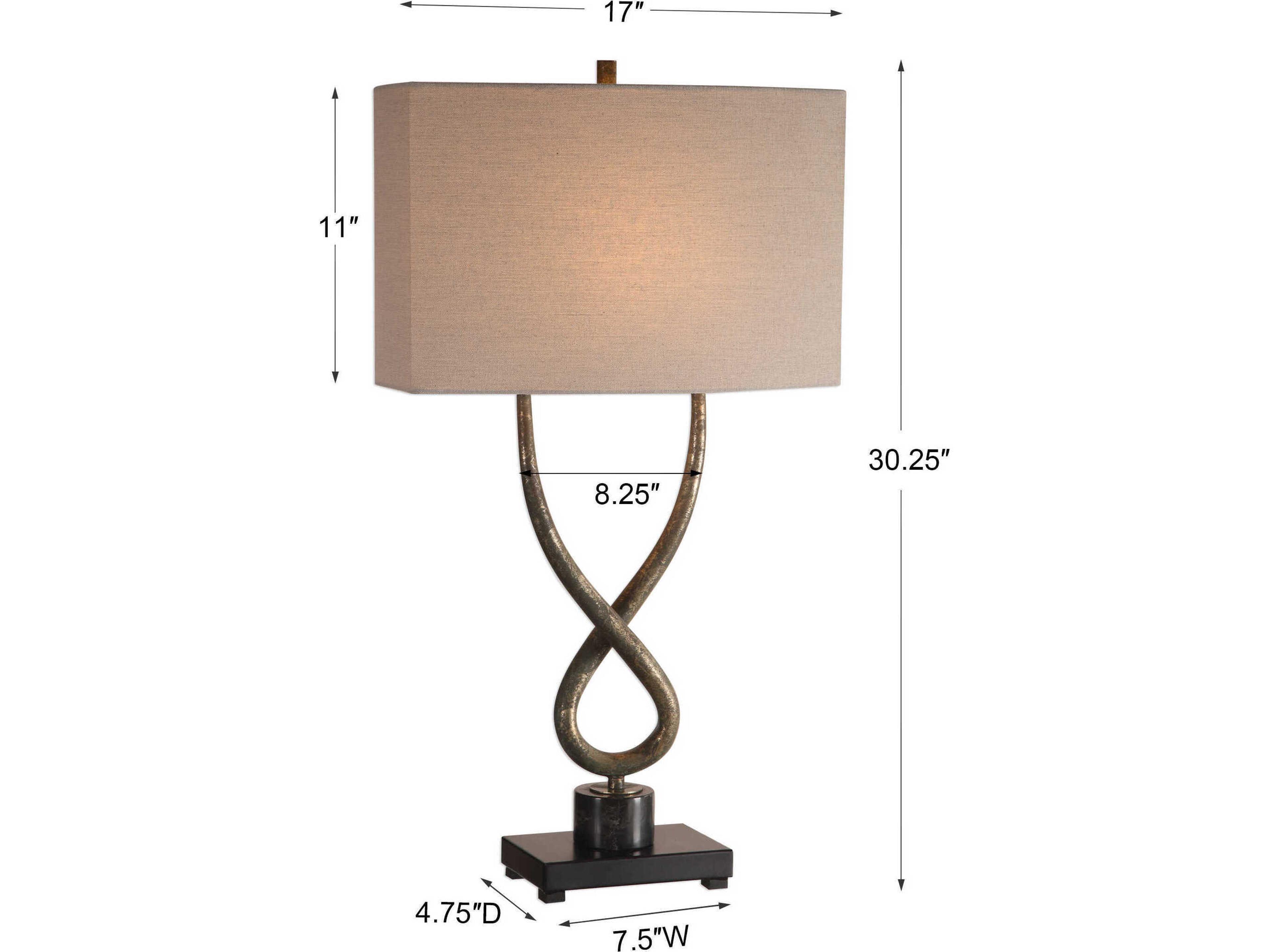 Uttermost Talema Aged Silver Leaf Oval Hardback With Straight Sides Black Buffet Lamp