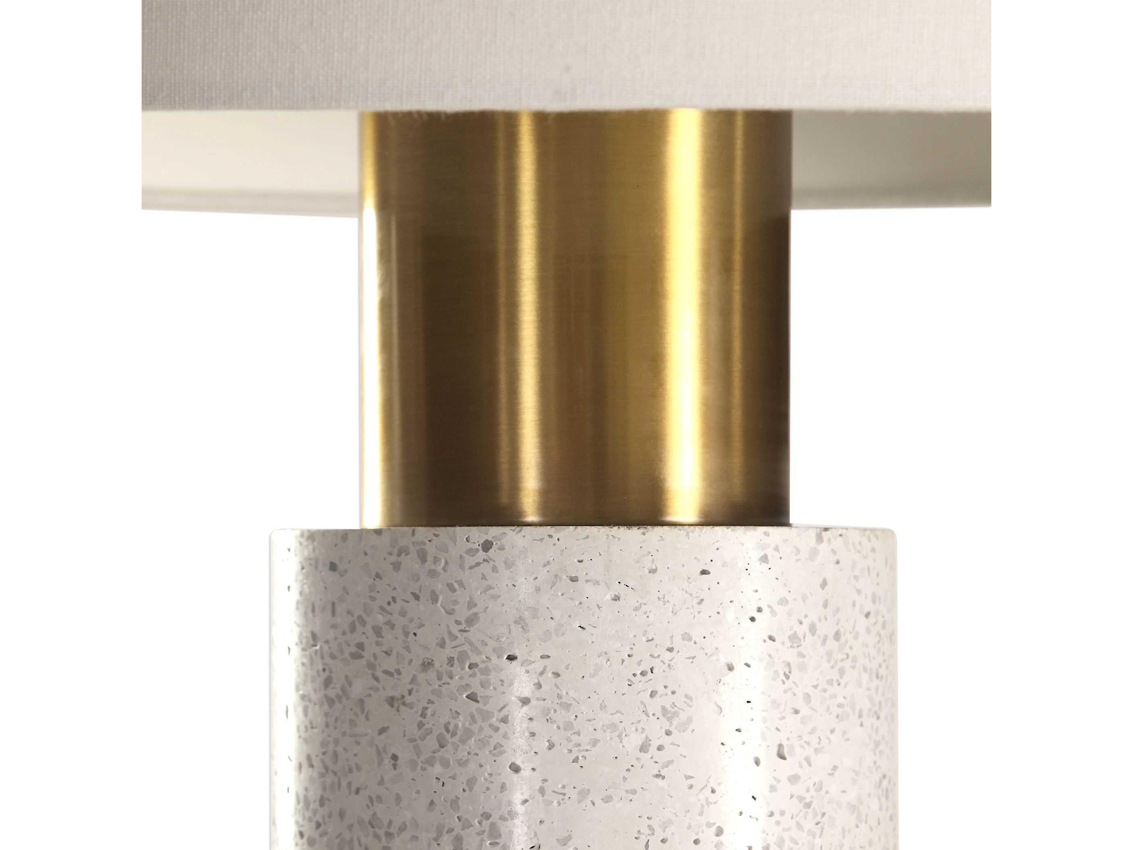 Uttermost Vaeshon Crystal Bleached Wash Round Hardback Drum Brass Buffet Lamp