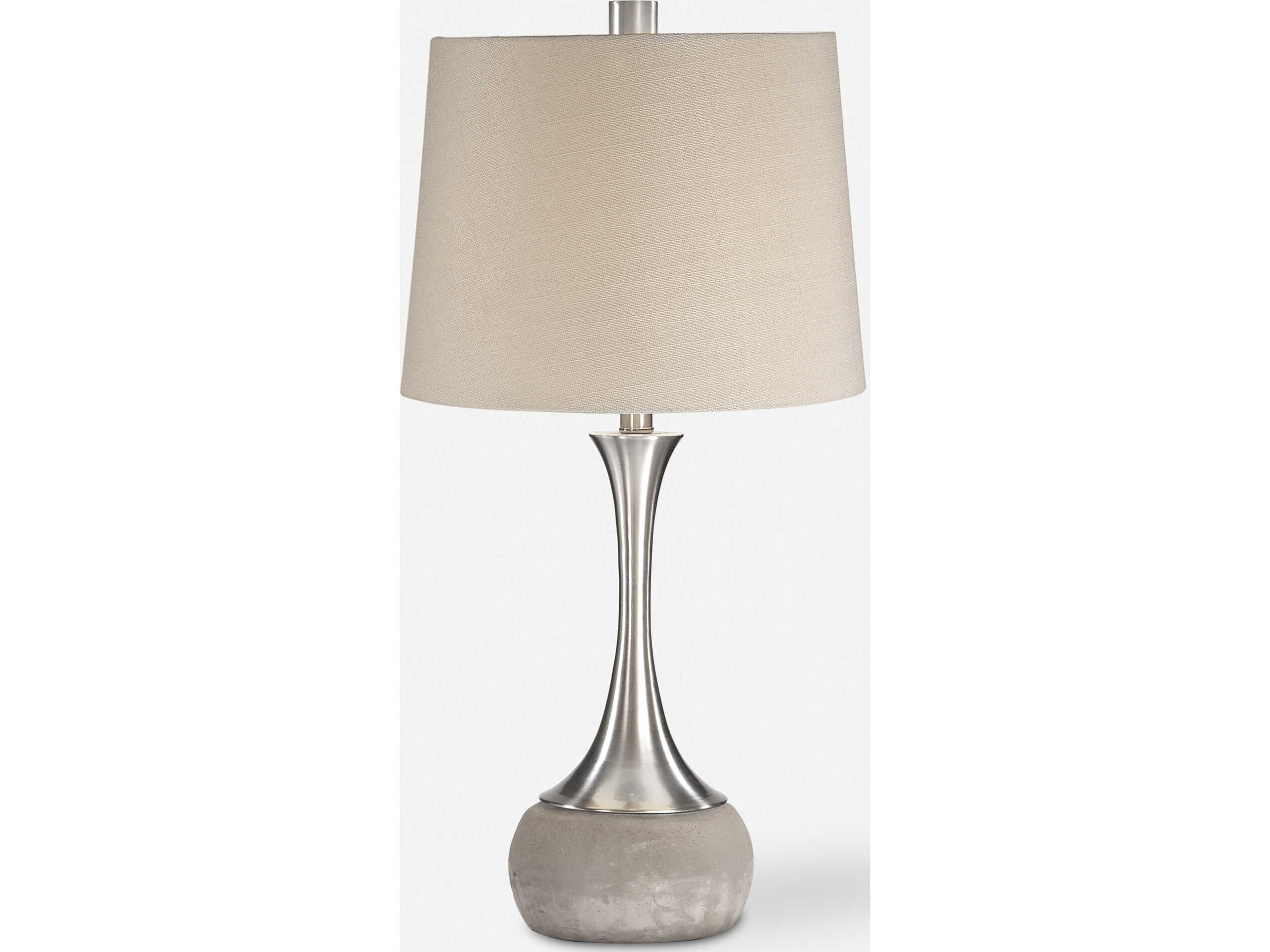 Uttermost Niah Brushed Nickel Tapered Round Hardback Gray Buffet Lamp