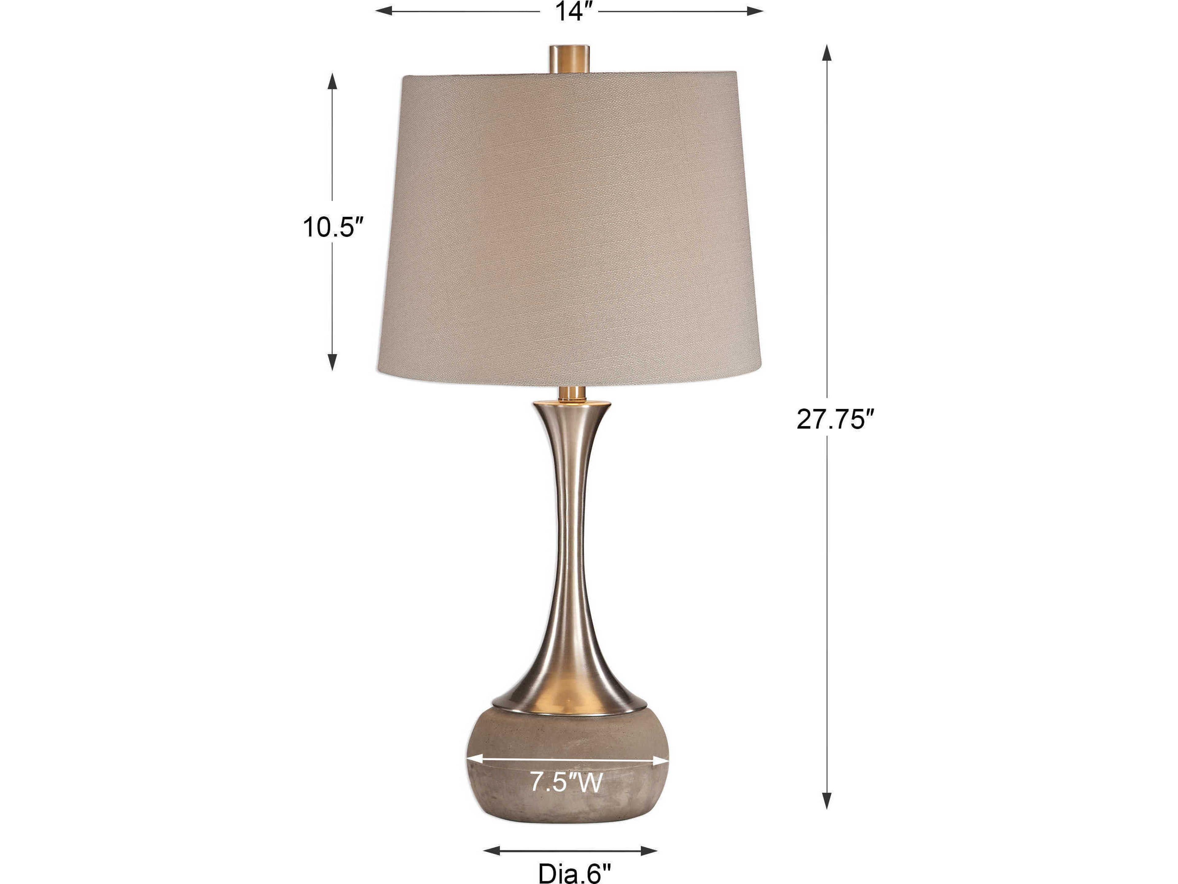 Uttermost Niah Brushed Nickel Tapered Round Hardback Gray Buffet Lamp