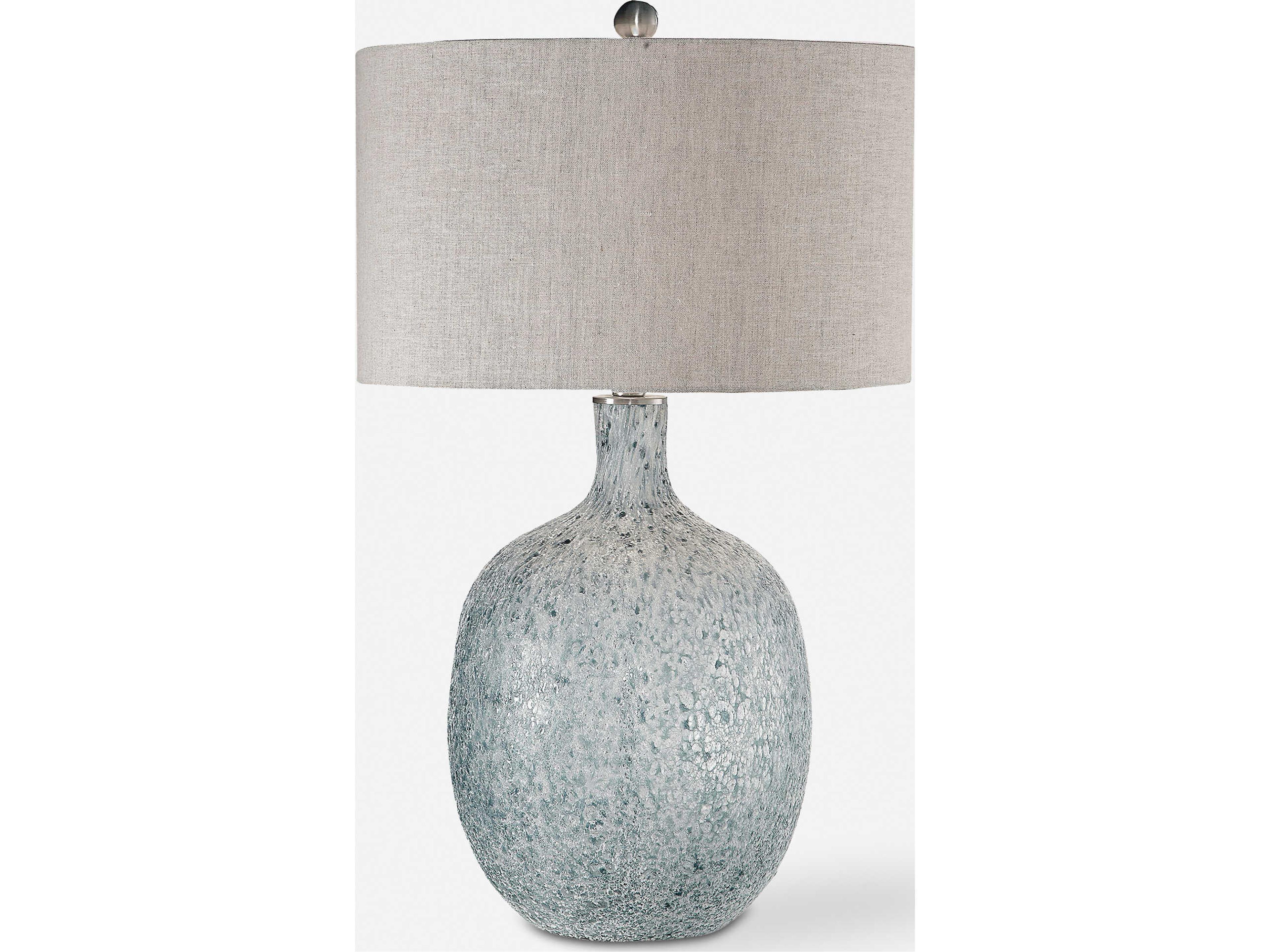 Oceaonna Round Hardback Drum Blue Glass Buffet Lamp