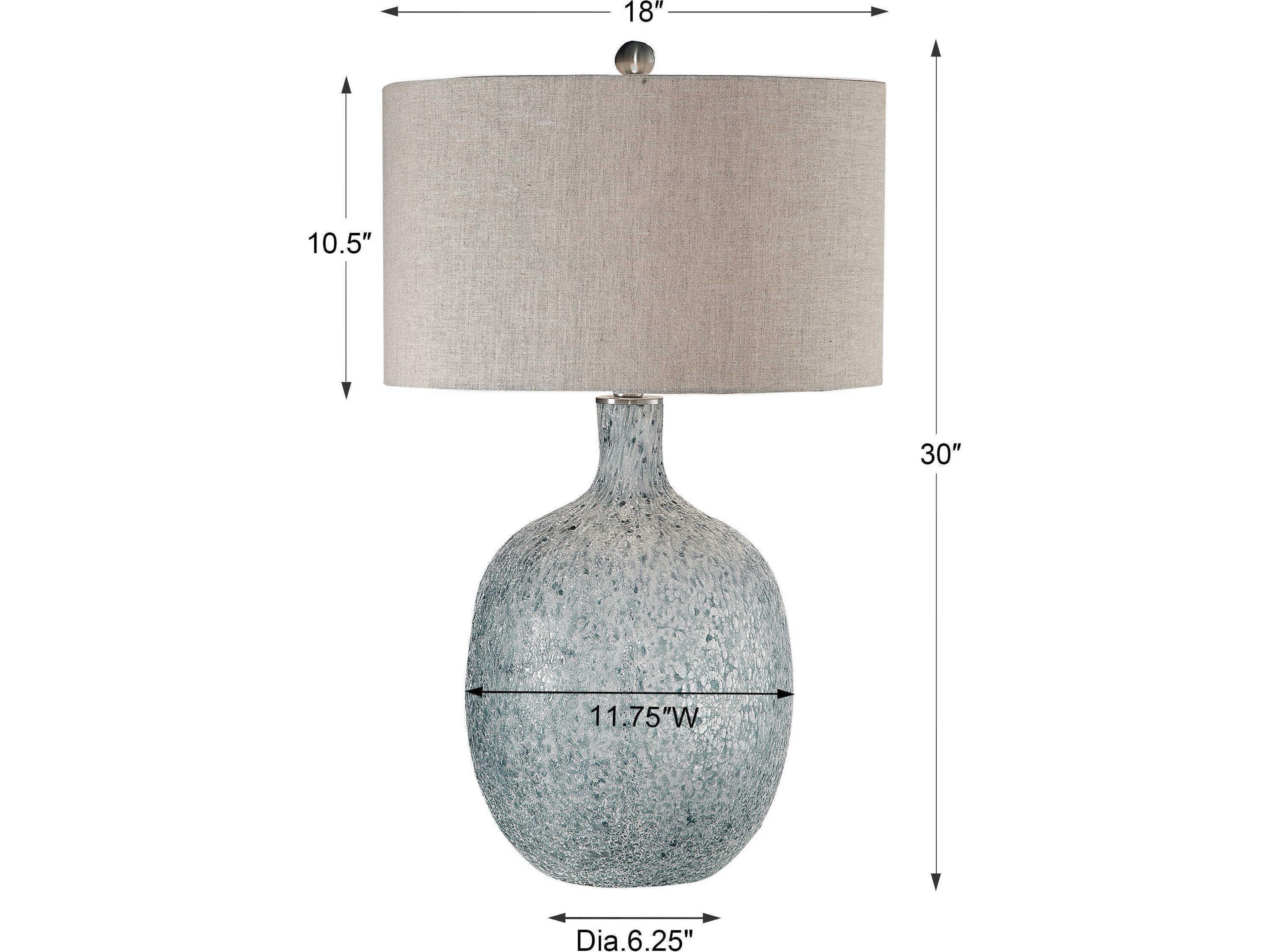 Uttermost Oceaonna Round Hardback Drum Blue Glass Buffet Lamp