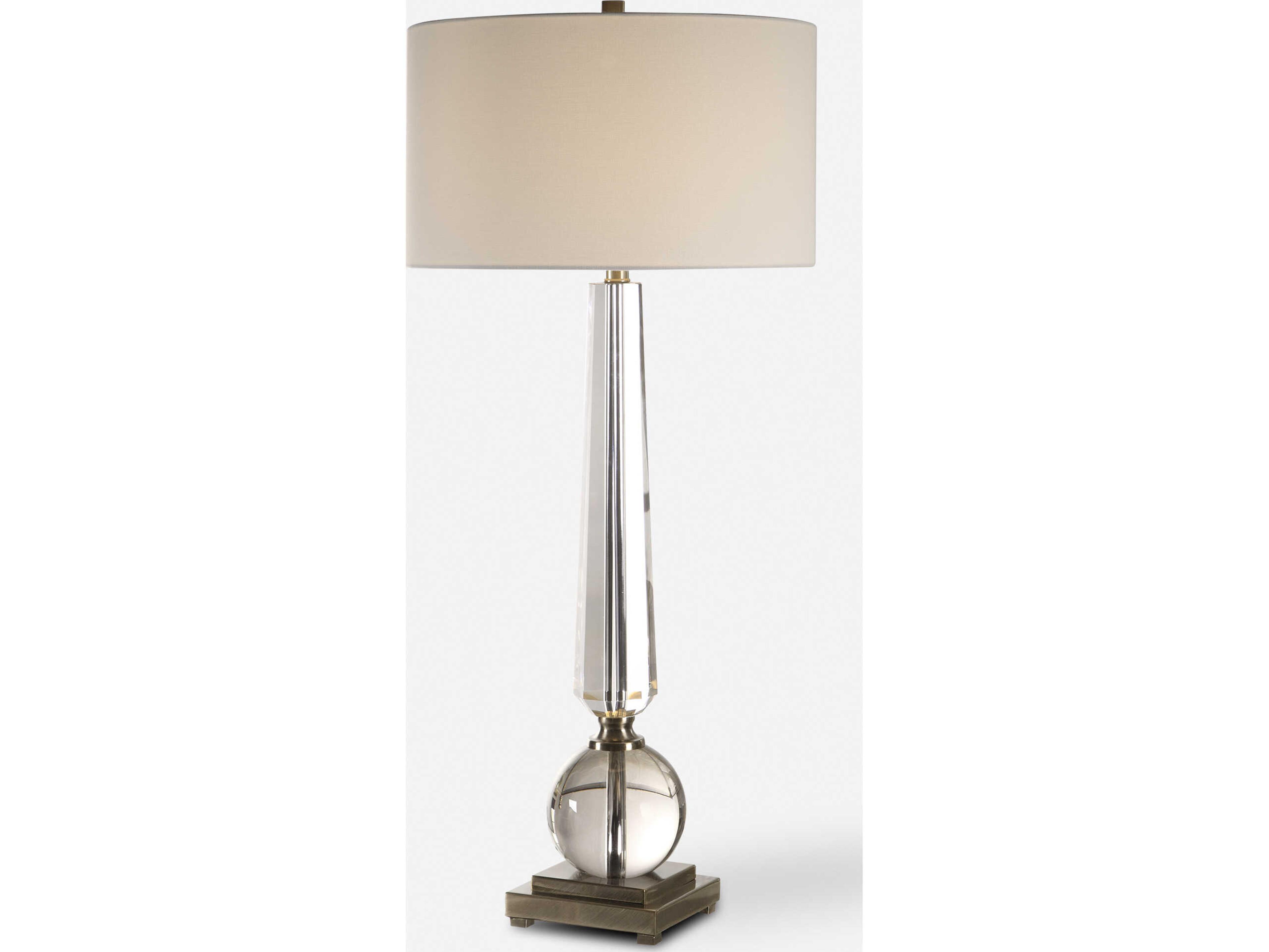 Crista Crystal Clear Round Hardback Drum Nickel Buffet Lamp