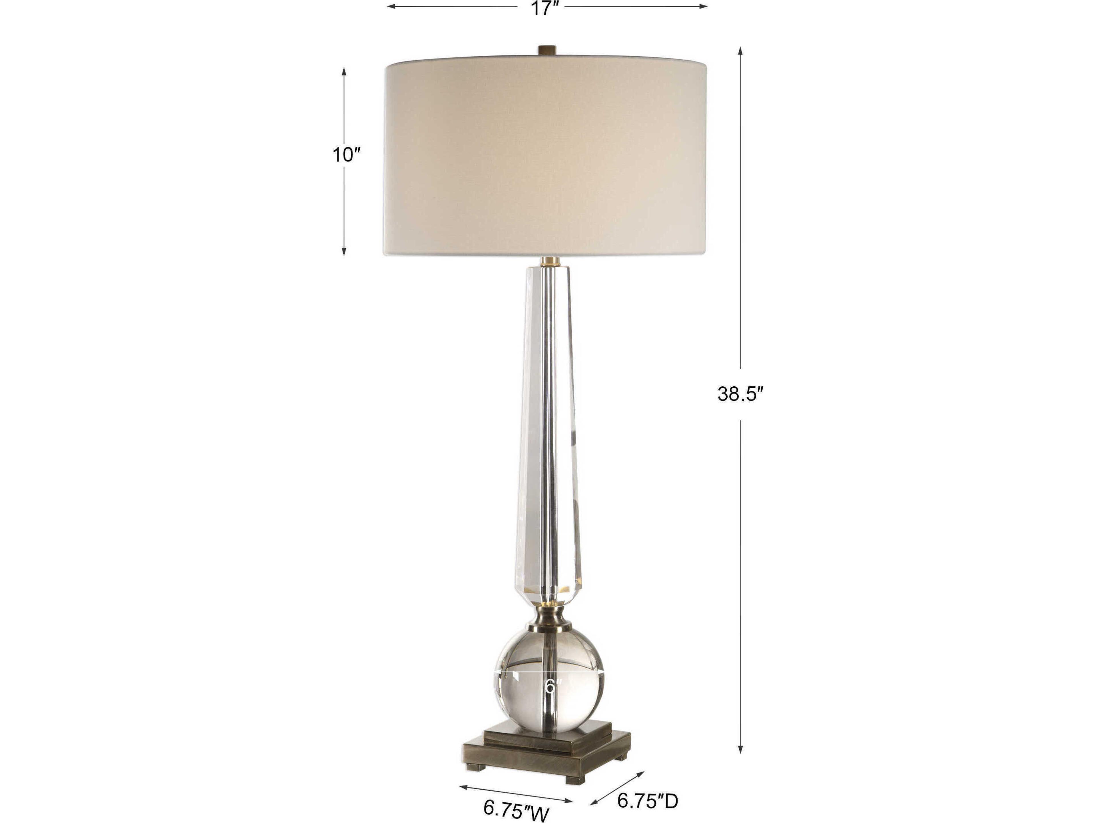 Uttermost Crista Crystal Clear Round Hardback Drum Nickel Buffet Lamp